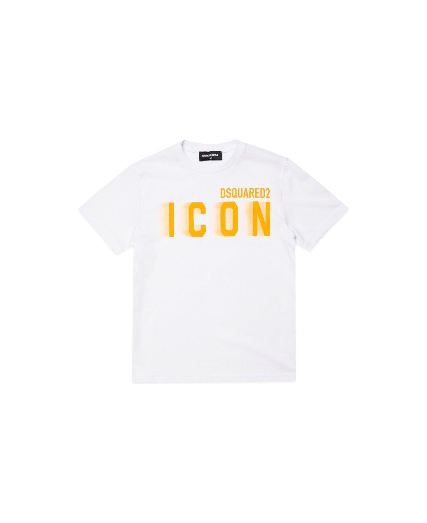 Dsquared2 Icon-printed Crewneck T-shirt - White + Orange Fluo Tシャツ＆ポロシャツ