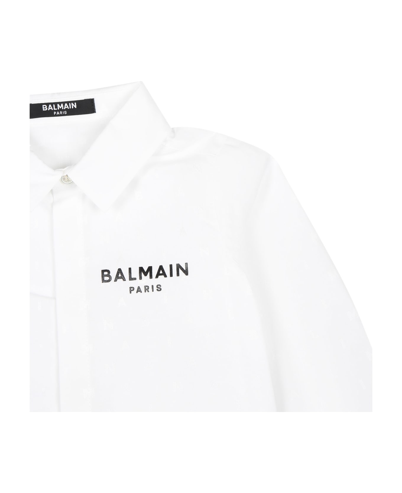 Balmain White Shirt For Baby Boy With Logo - White