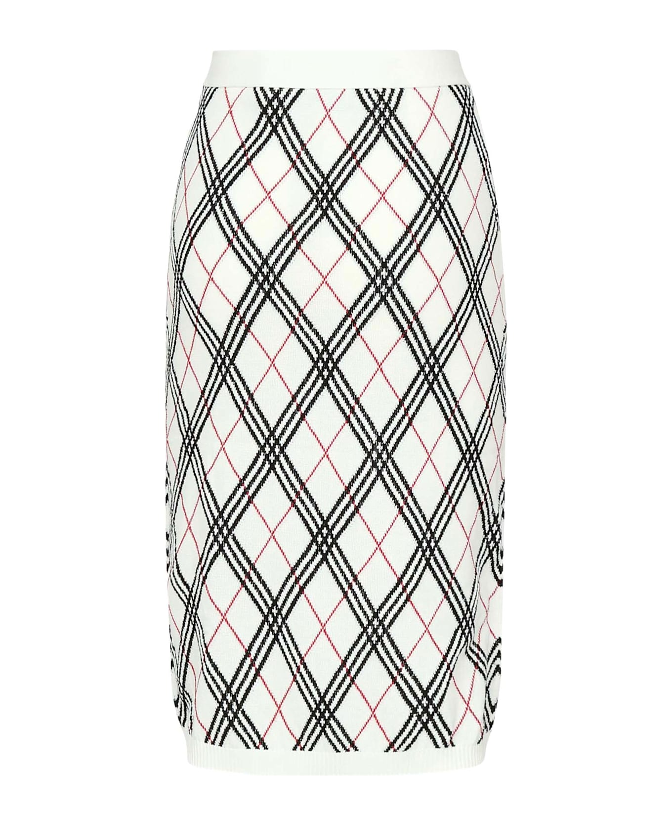 Burberry Argyle Check Midi Skirt - White