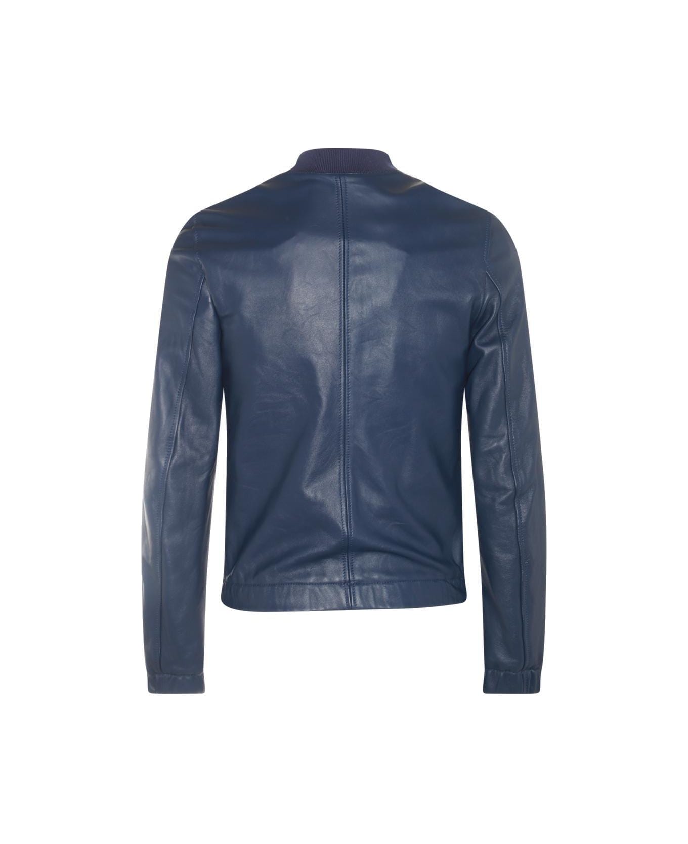 Dolce & Gabbana Dg Essentials Zipped Bomber Jacket - Blu レザージャケット