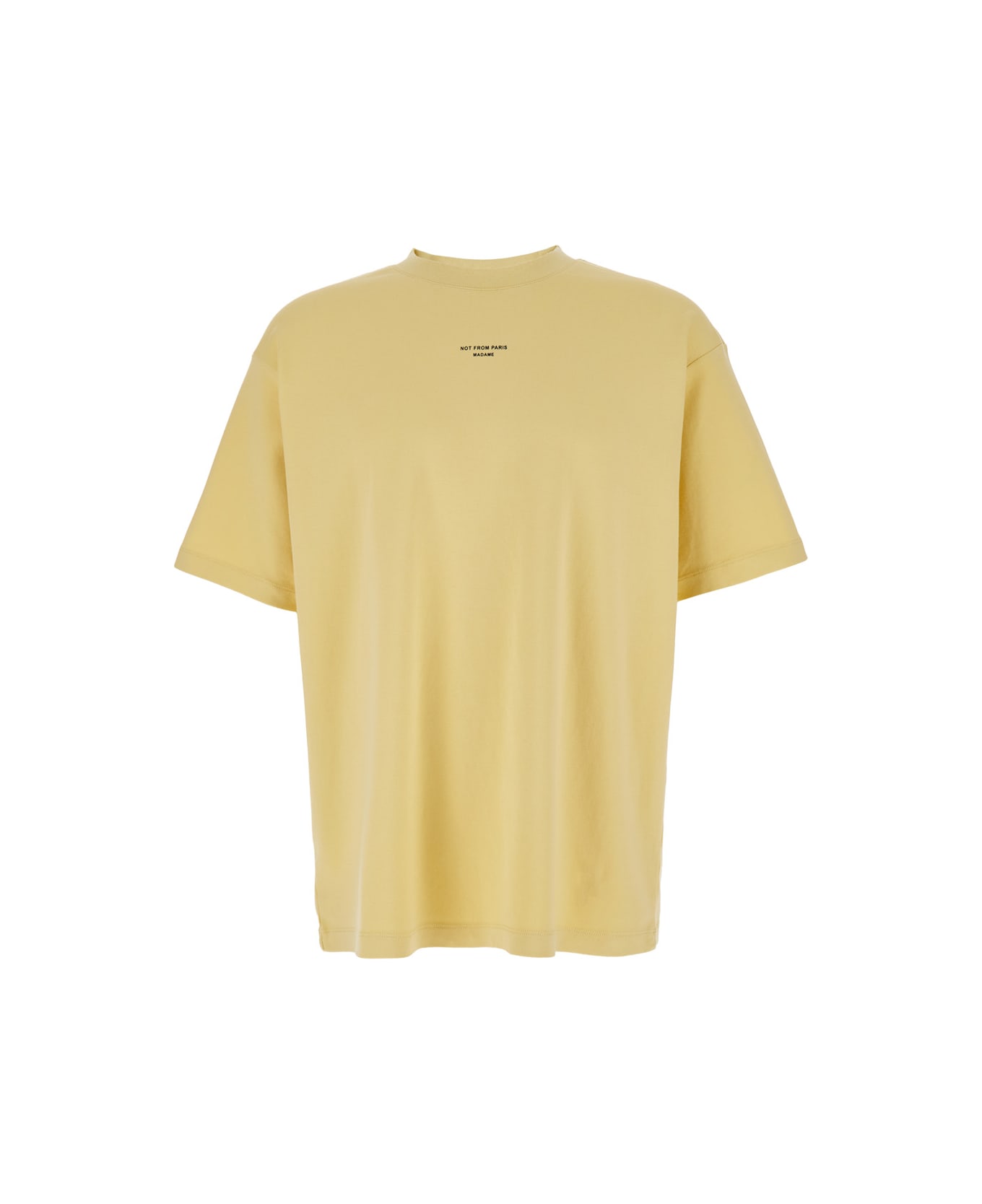 Drôle de Monsieur 'le T-shirt Slogan Classiquei' Yellow Crewneck T-shirt With Print On The Front In Cotton Man - Yellow