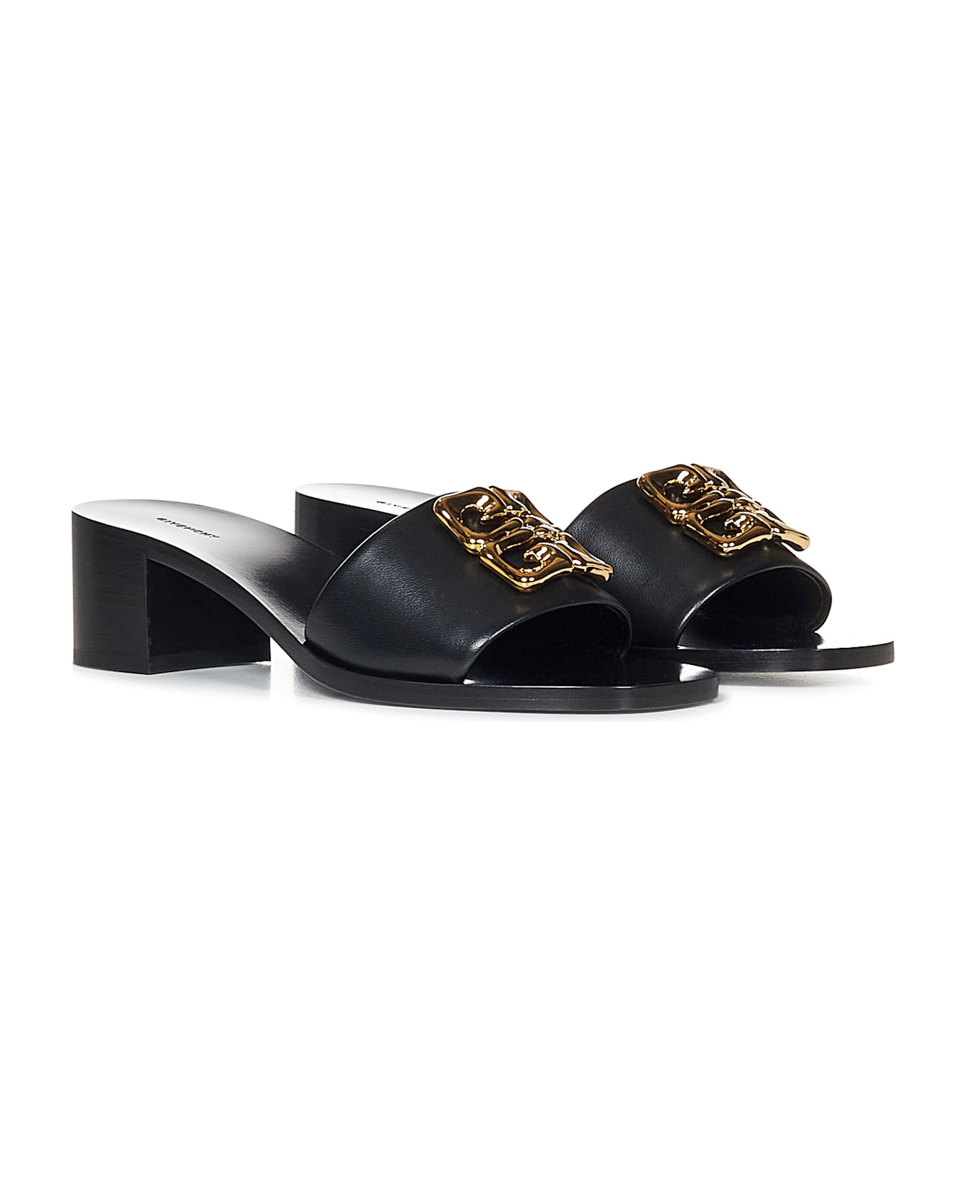 Givenchy Black Leather Mules - BLACK