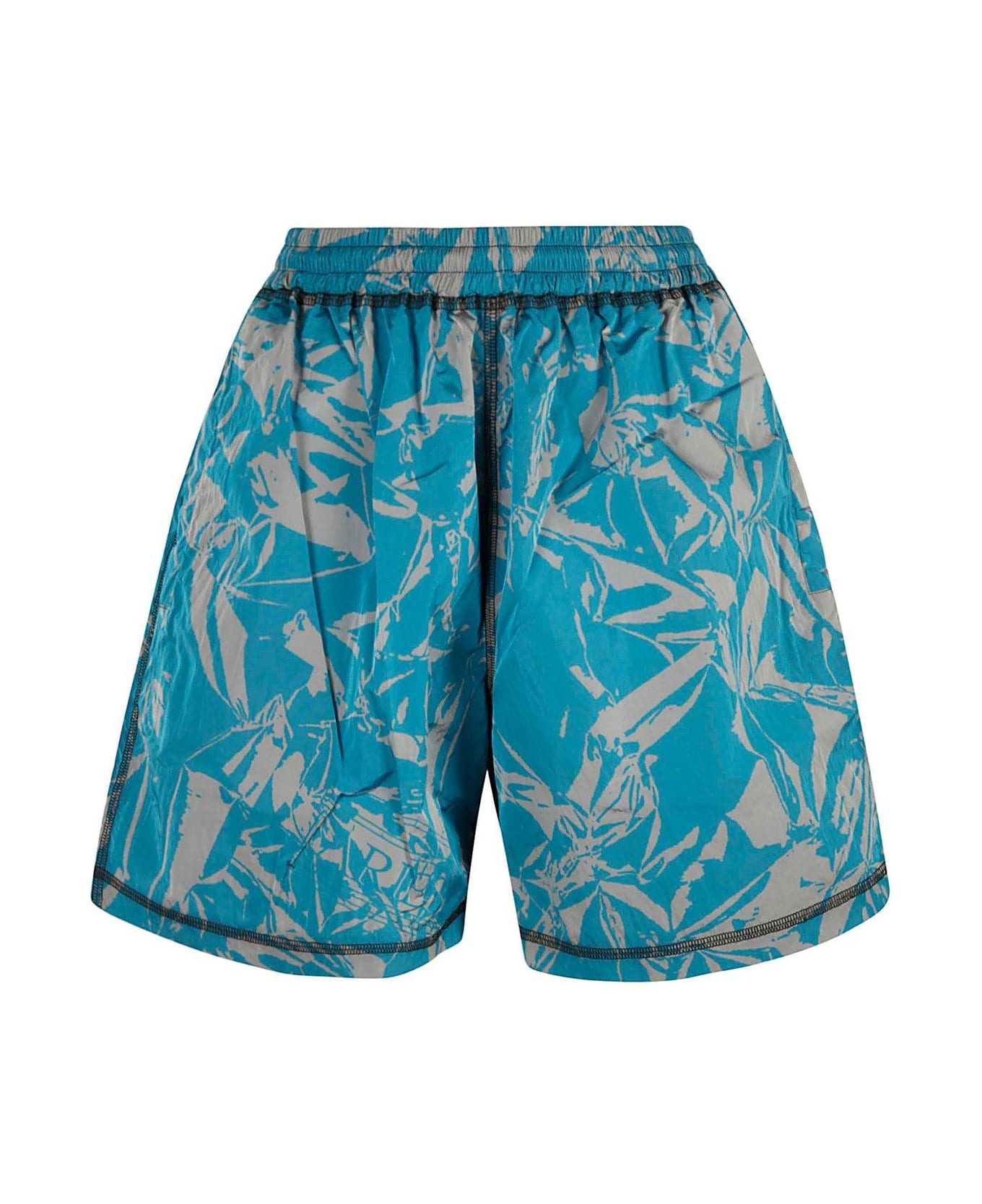 Aries Abstract Pattern Logo Patch Shorts - Blue