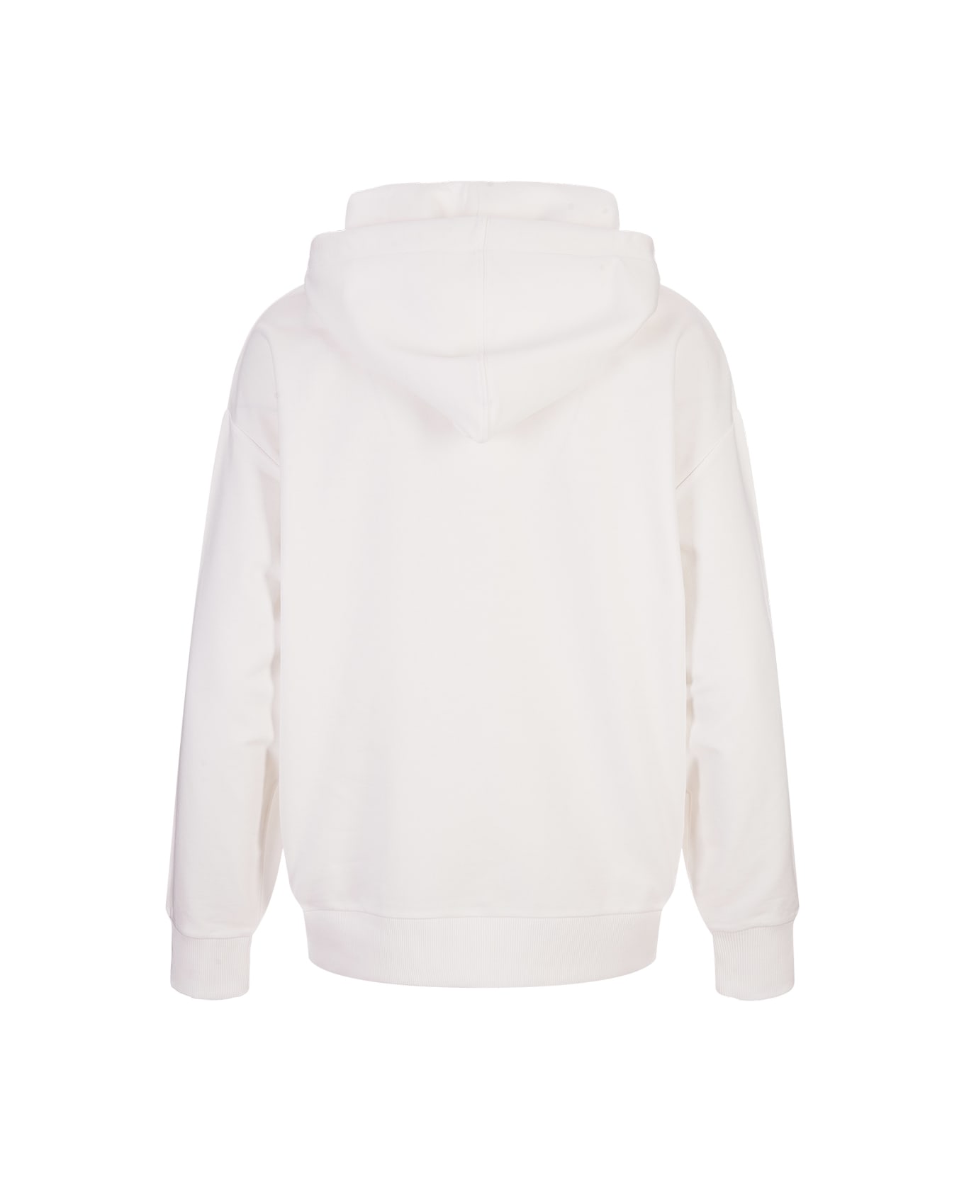 Moncler White Hoodie With Embroidered Lettering Logo - White