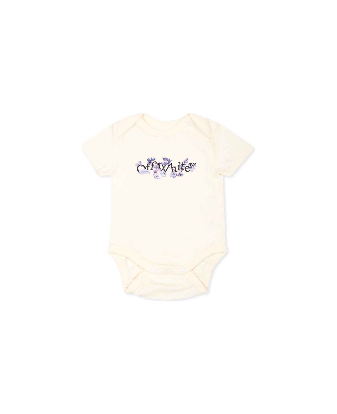 Off-White Multicolor Bodysuit Set For Baby Girl With Logo - Multicolor