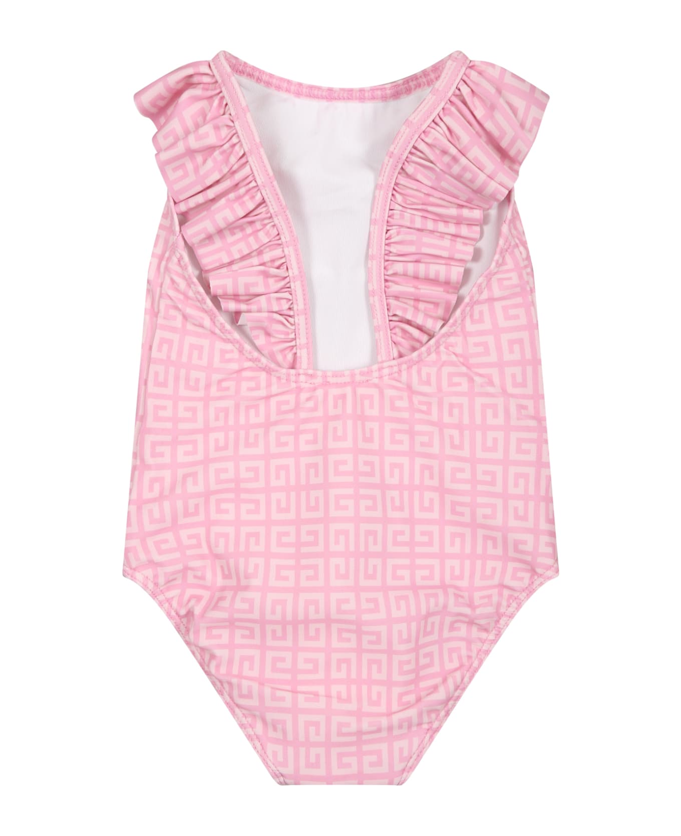Givenchy Pink Swimsuit For Baby Girl With All-over Iconic Monogram - Pink