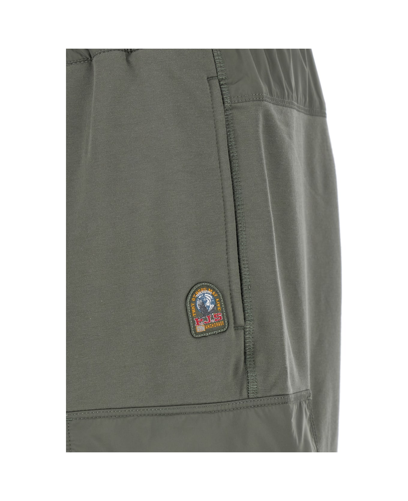 Parajumpers 'kennet' Green Pants With Logo Patch On The Side And Elastic Drawstring Waist In Cotton Stretch Man - Green