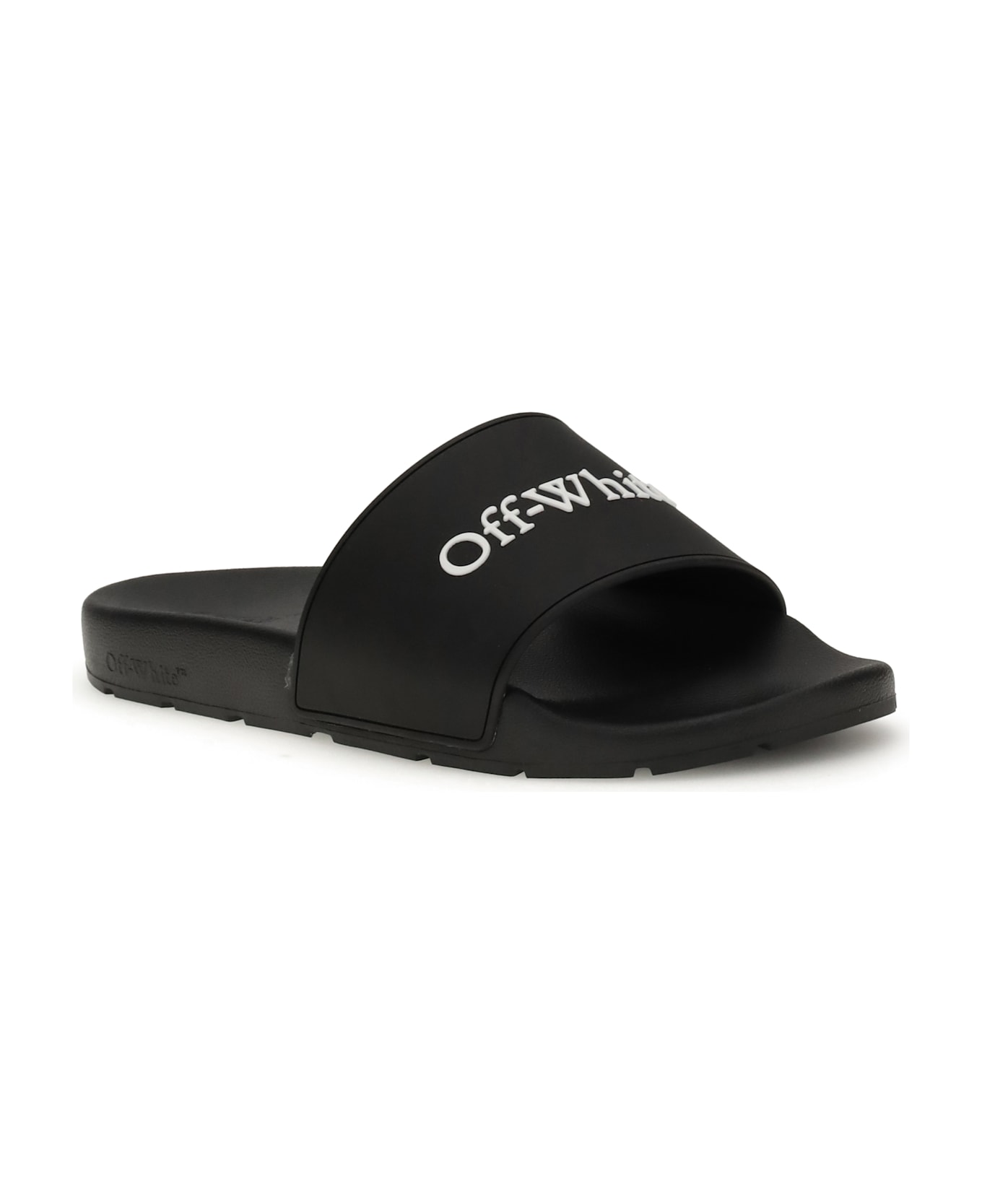 Off-White Black Slides With Bookish Logo