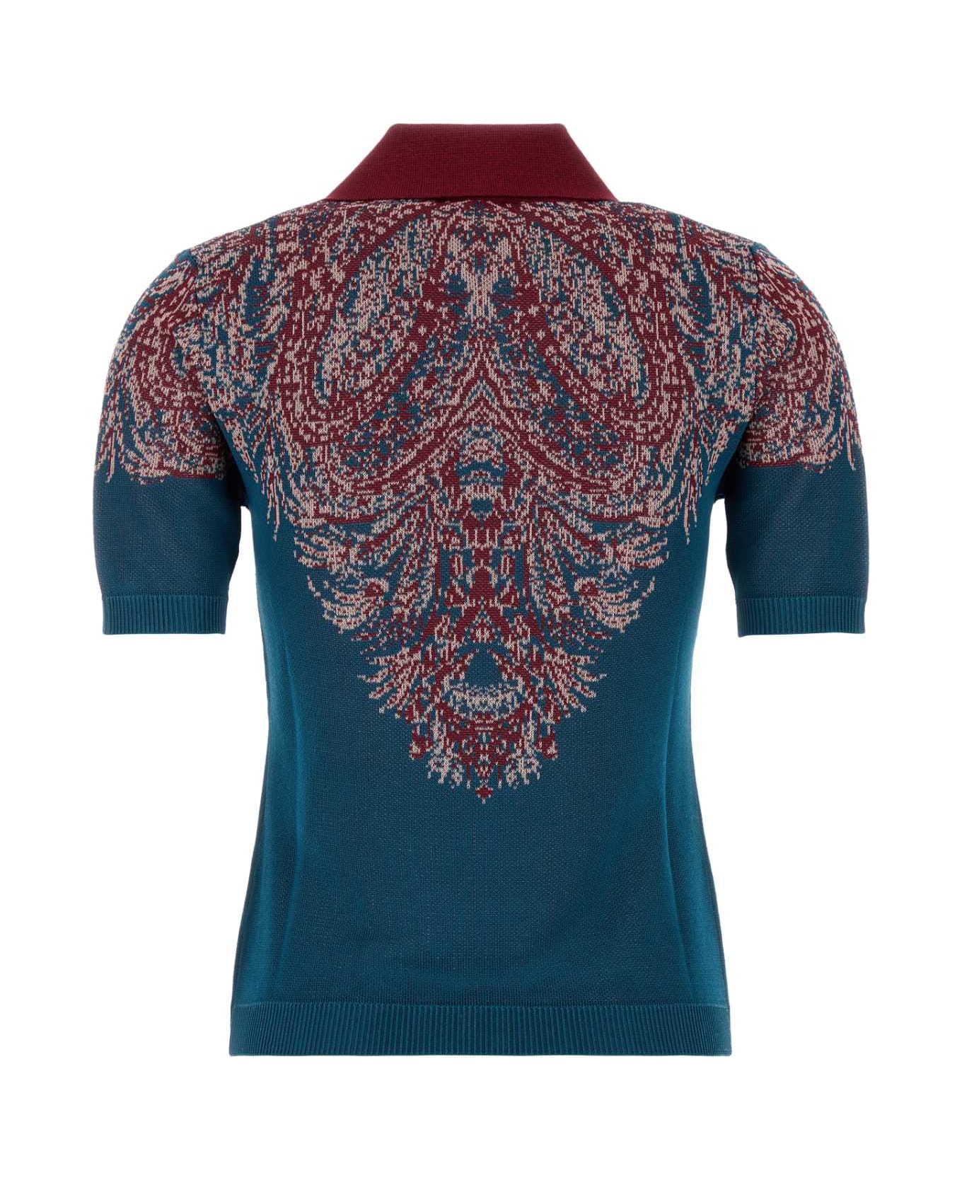Etro Air Force Blu Viscose Blend Polo Shirt - X0883