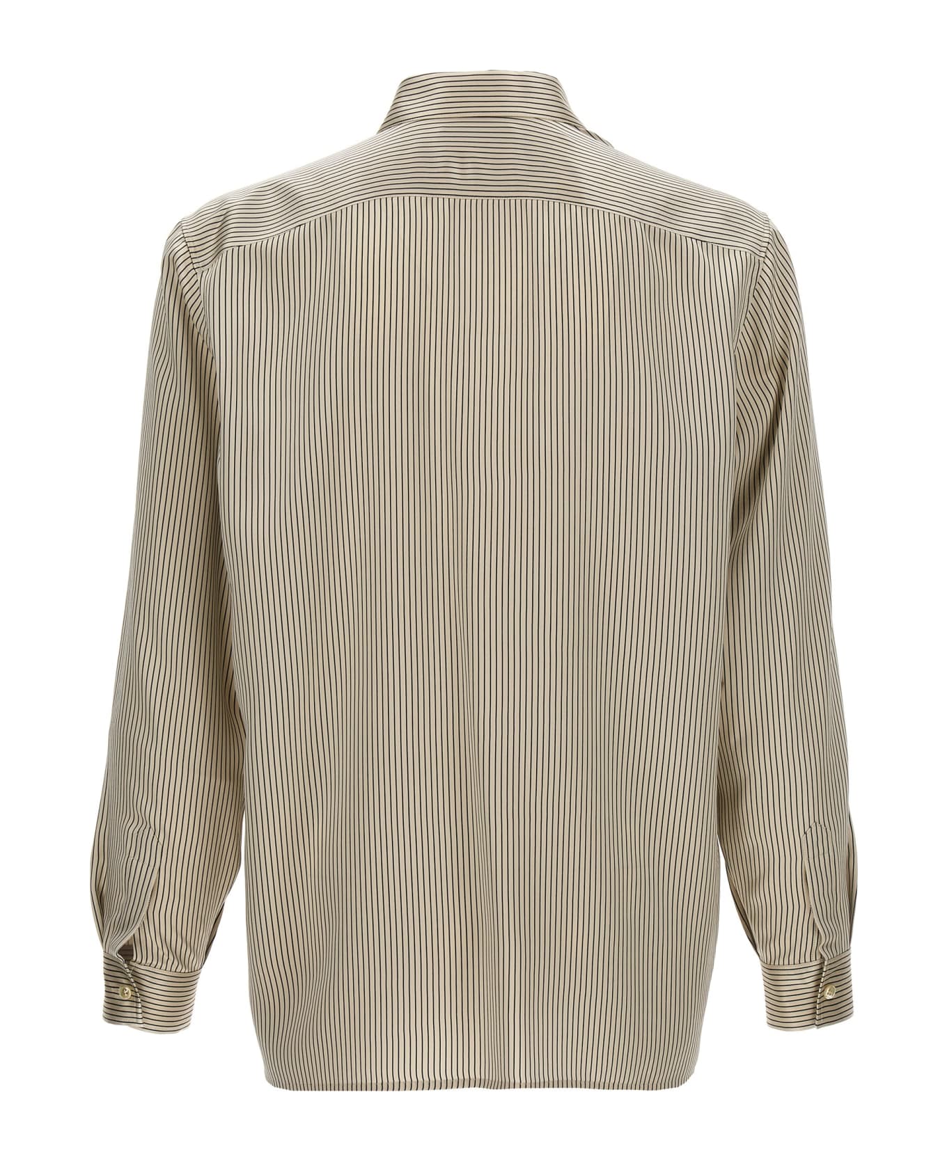 Saint Laurent 'satin' Striped Shirt - White/Black シャツ