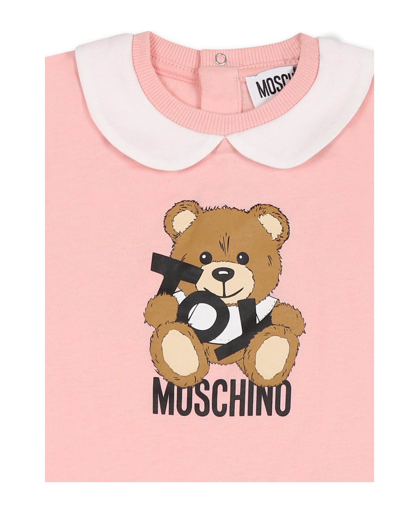 Moschino Pink Romper For Baby Girl With Teddy Bear - Pink