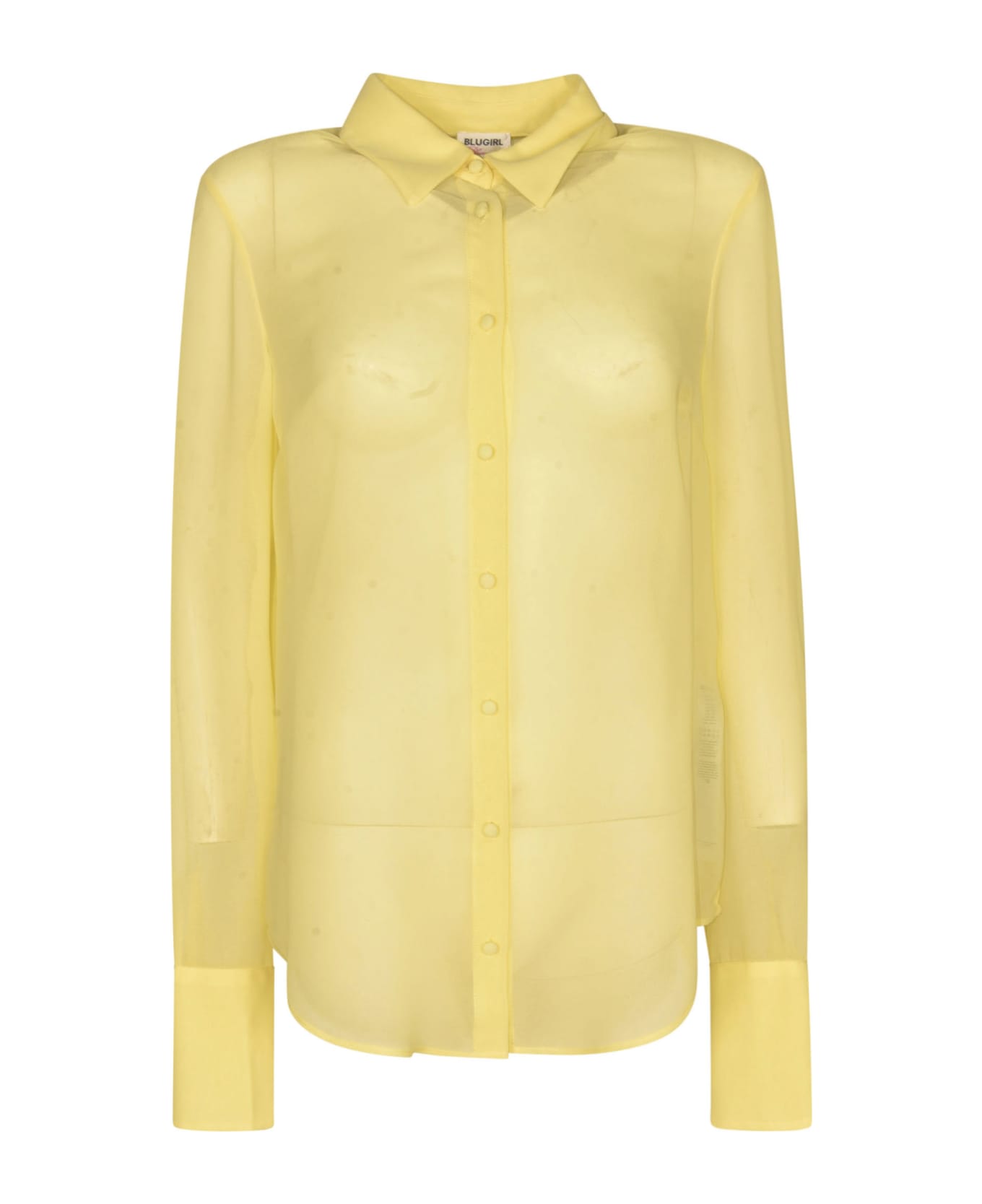 Blugirl Round Hem See-through Plain Shirt - Yellow