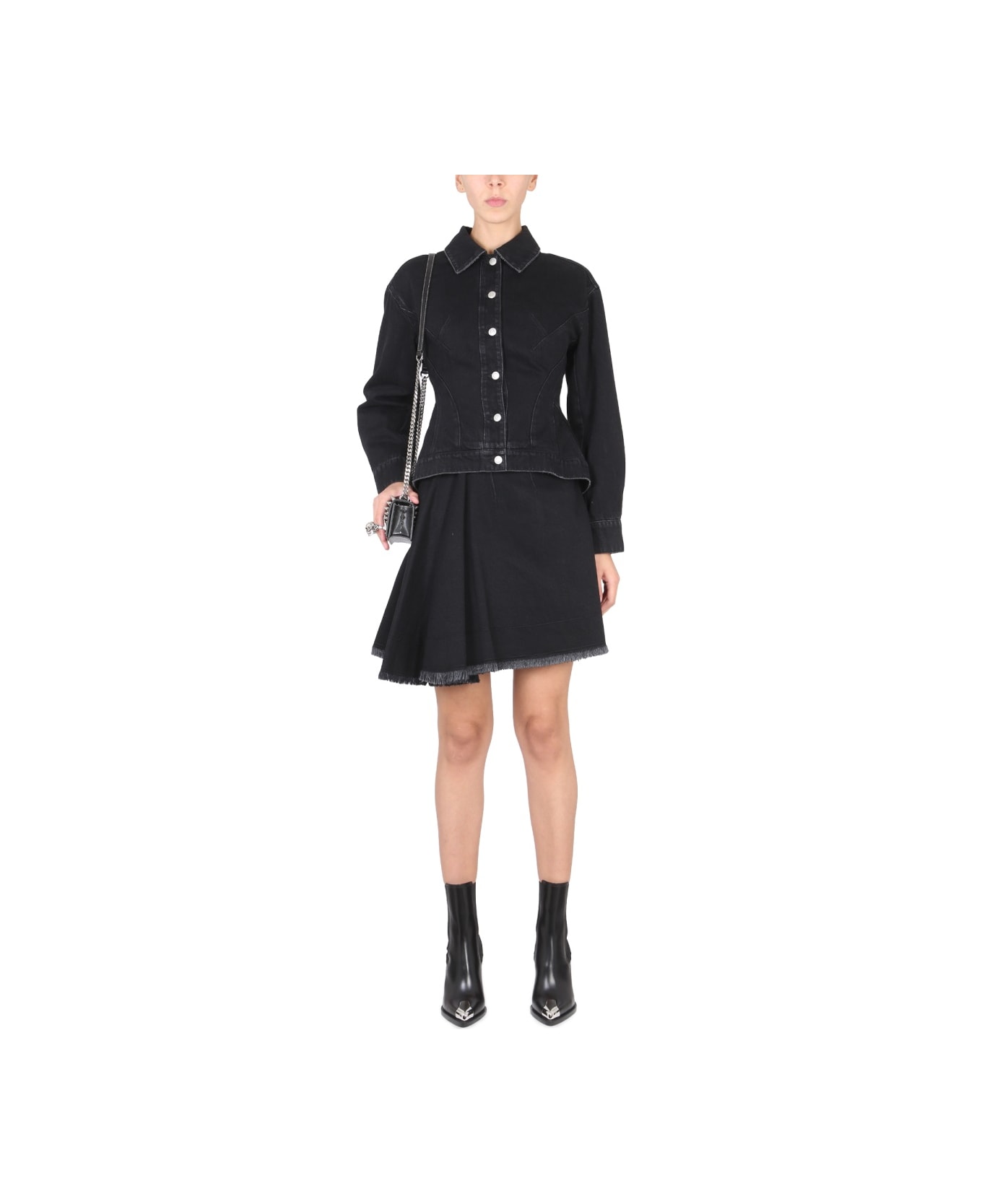 Alexander McQueen Asymmetrical Mini Skirt - BLACK