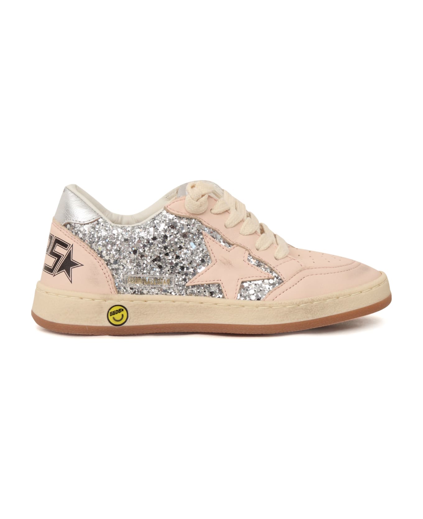 Golden Goose Ballstar Glitter Upper Nappa Toe Star And Spur Laminated Heel - SILVER