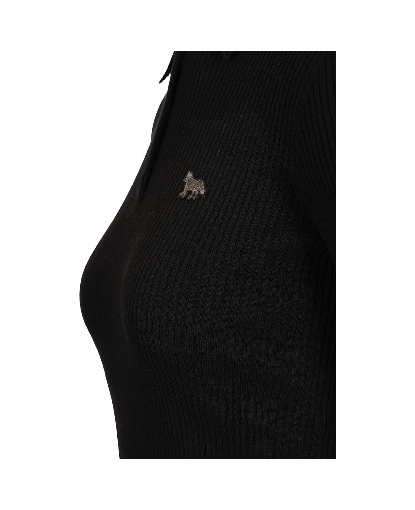 Maison Kitsuné Wool And Cotton Polo Shirt - BLACK