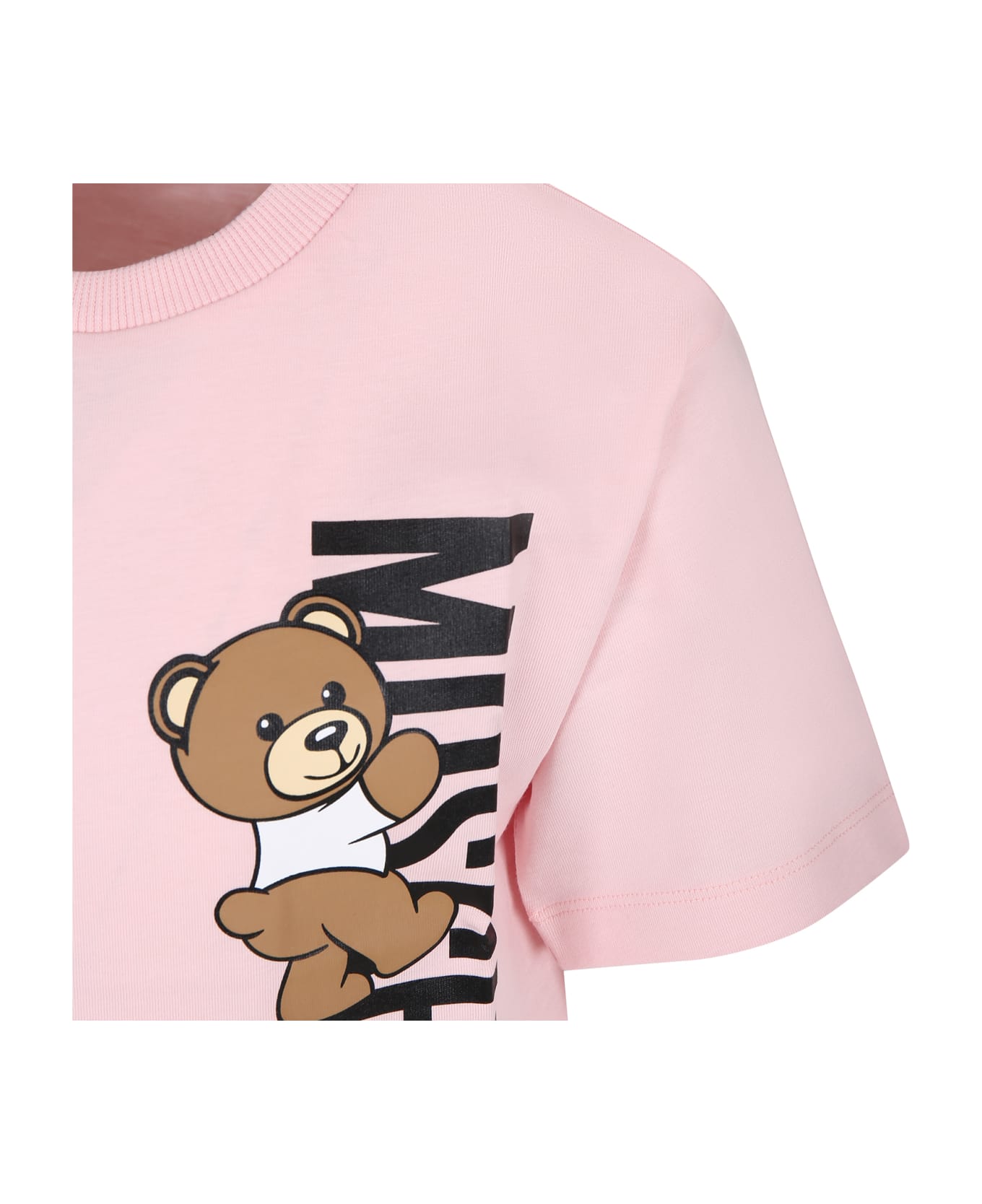 Moschino Pink T-shirt For Girl With Teddy Bear And Logo - Pink