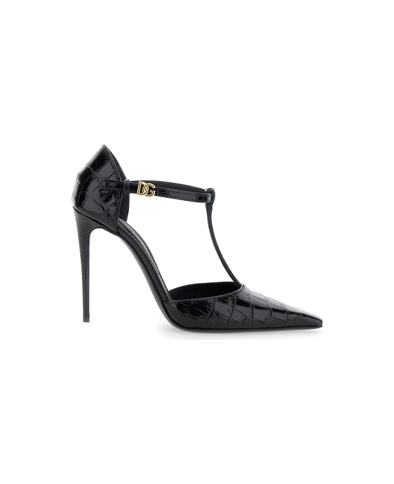 Dolce & Gabbana High Heel Croco Print - Black