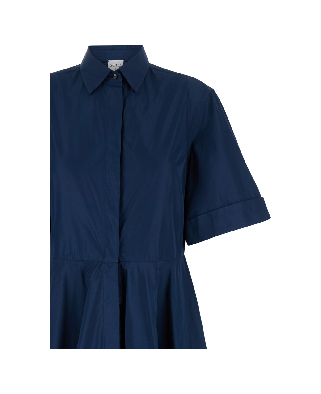 Sara Roka Blue Popline Midi Dress In Crepe Fabric Woman - Blu