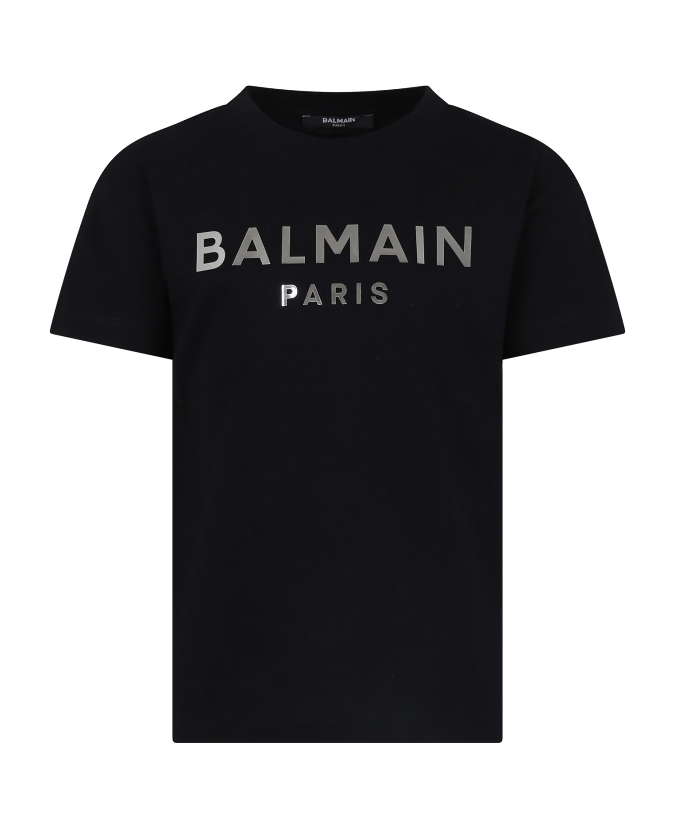 Balmain Black T-shirt For Kids With White Logo - Black
