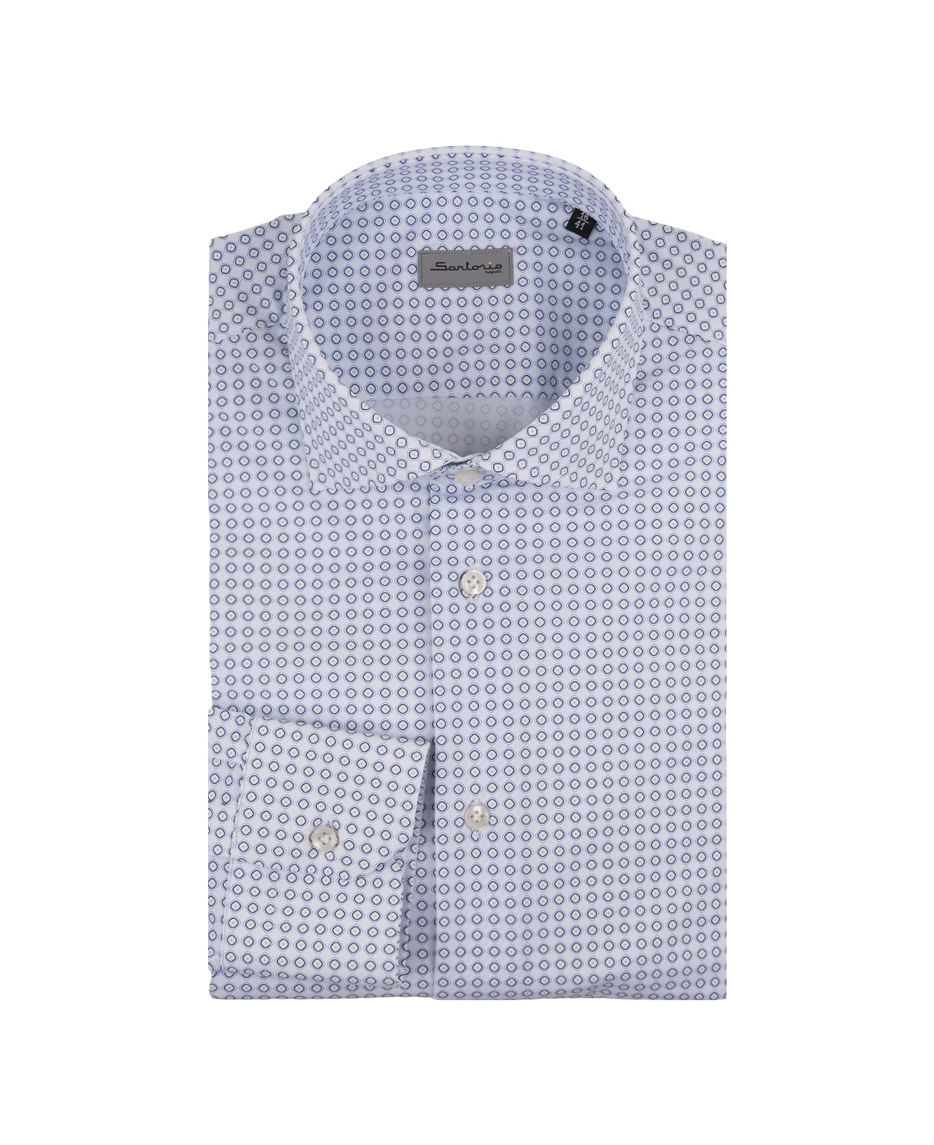 Sartorio Napoli White Shirt With Blue Pattern - Blue