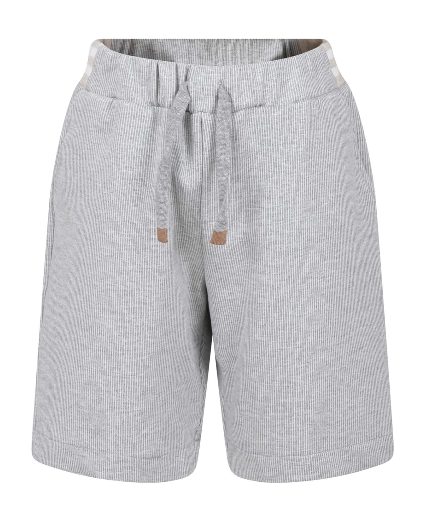 Eleventy Grey Shorts For Boy With Logo - Grey