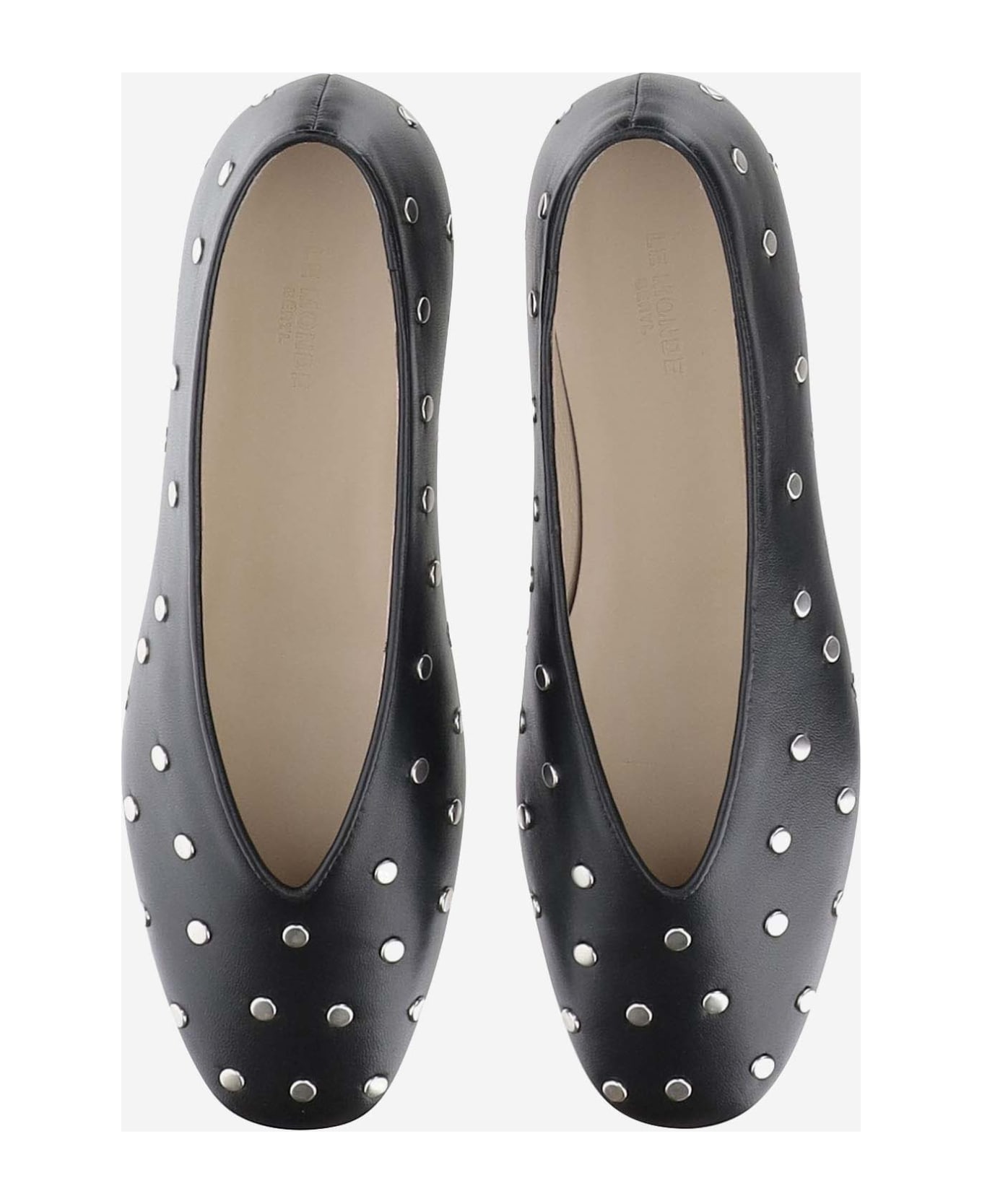 Le Monde Beryl Studded Leather Regency Ballet Flats - Black