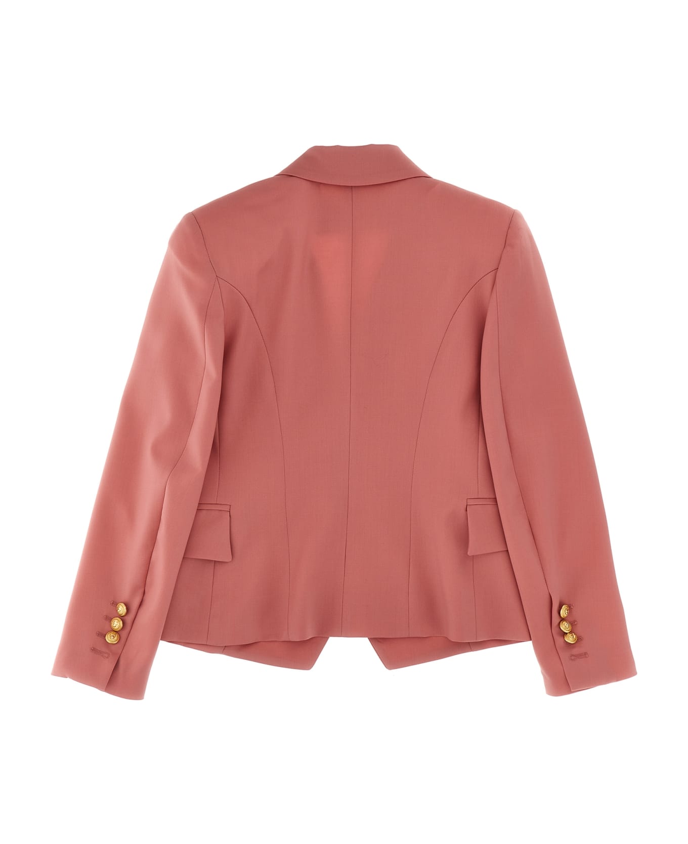 Balmain Double Breast Blazer Jacket With Logo Buttons - Pink