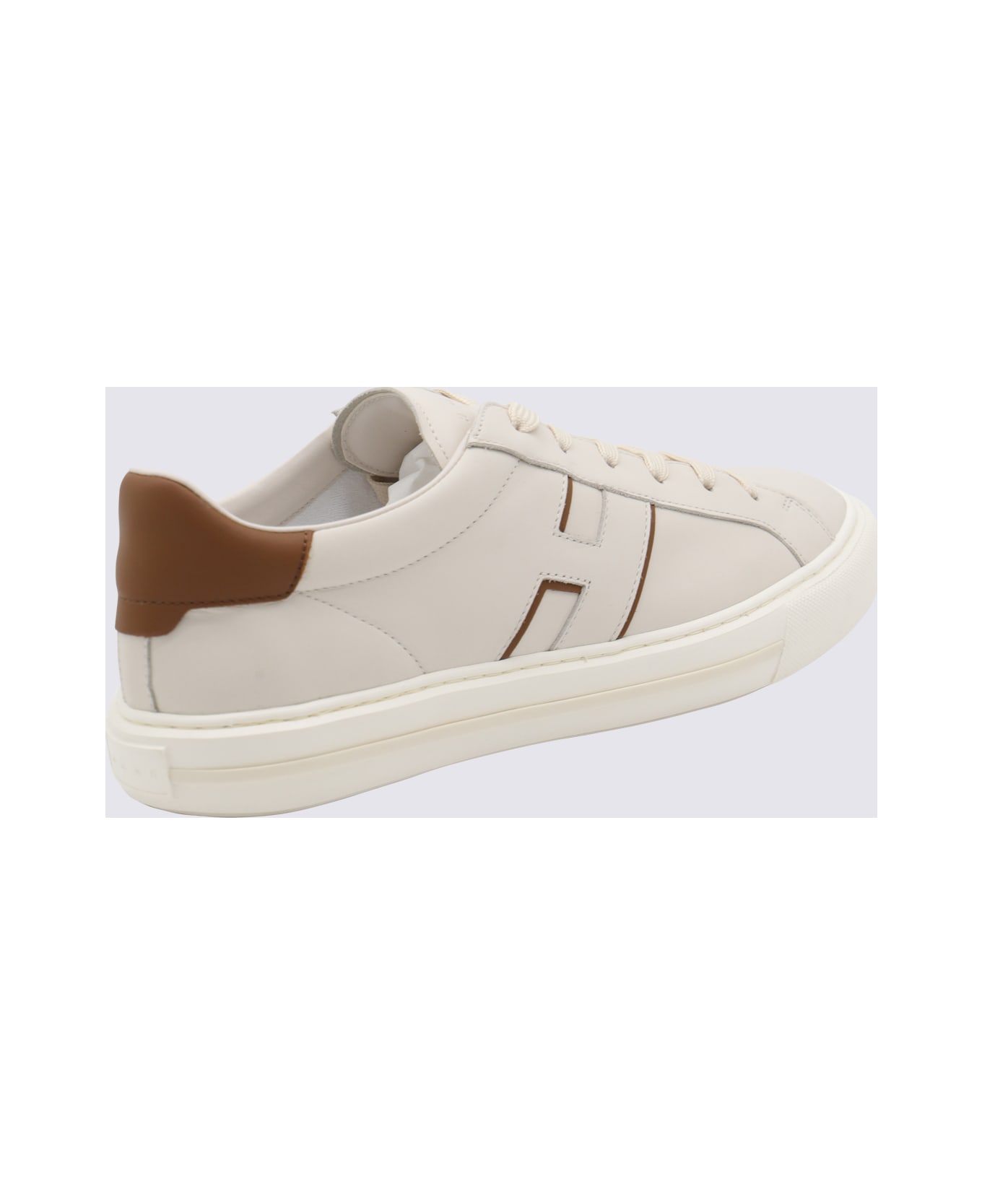 Hogan White And Beige Leather Sneakers - Rk