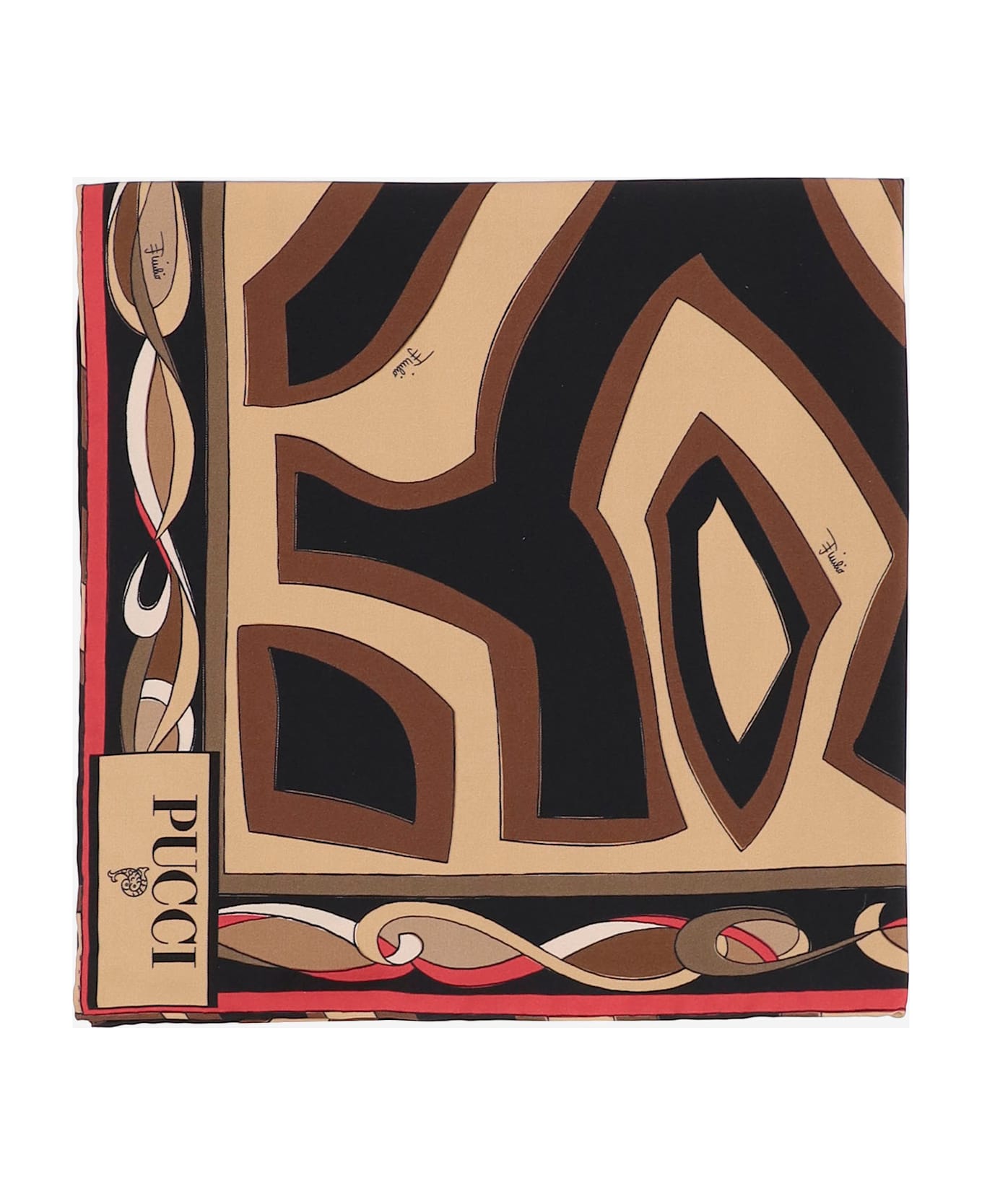 Pucci Silk Scarf With Maze Print - Red