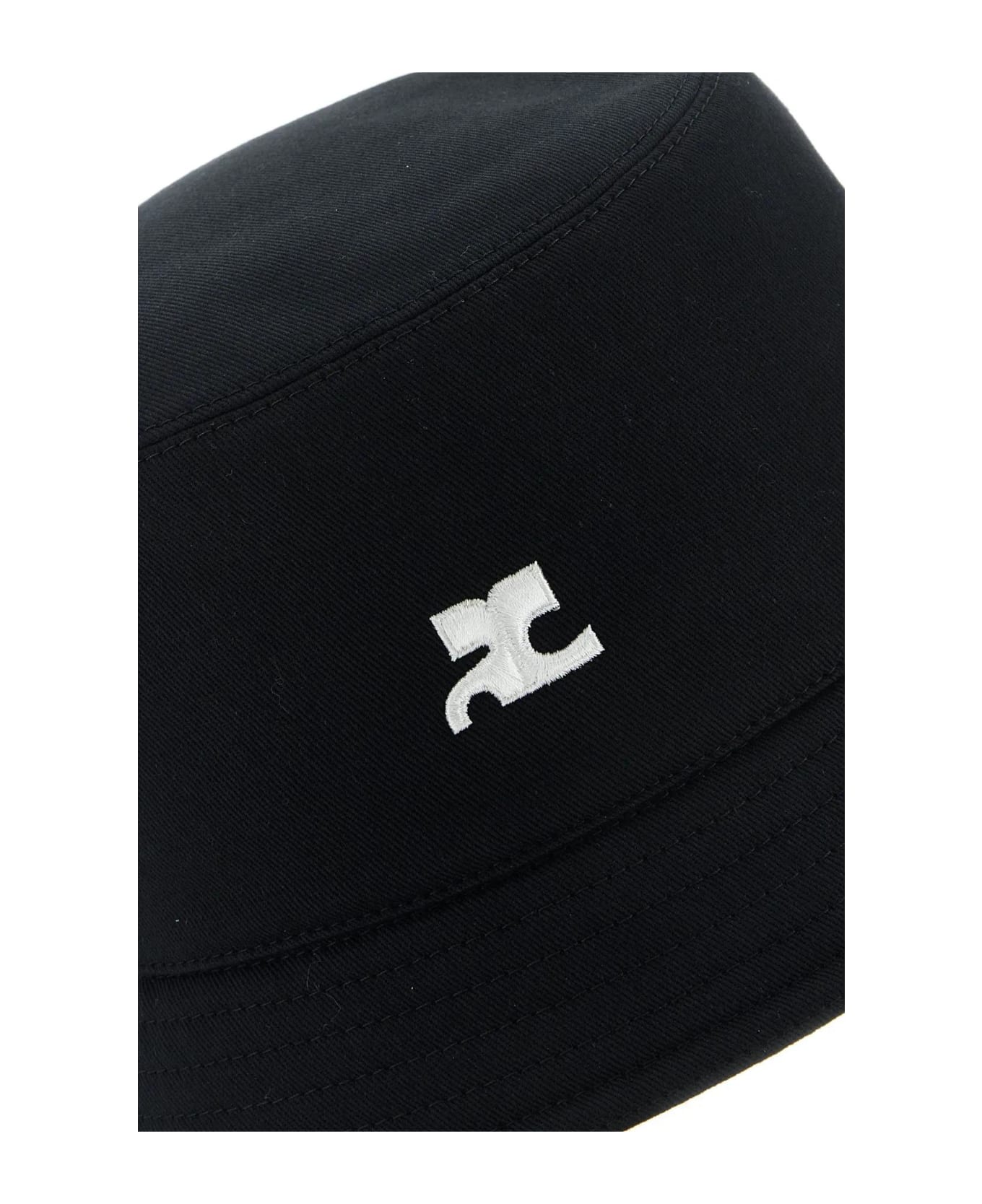 Courrèges Black Cotton Bucket Hat - BLACK