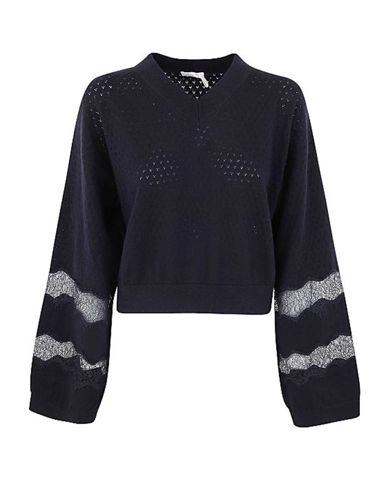 See by Chloé Cotton And Cashmere Pullover - Blue ニットウェア
