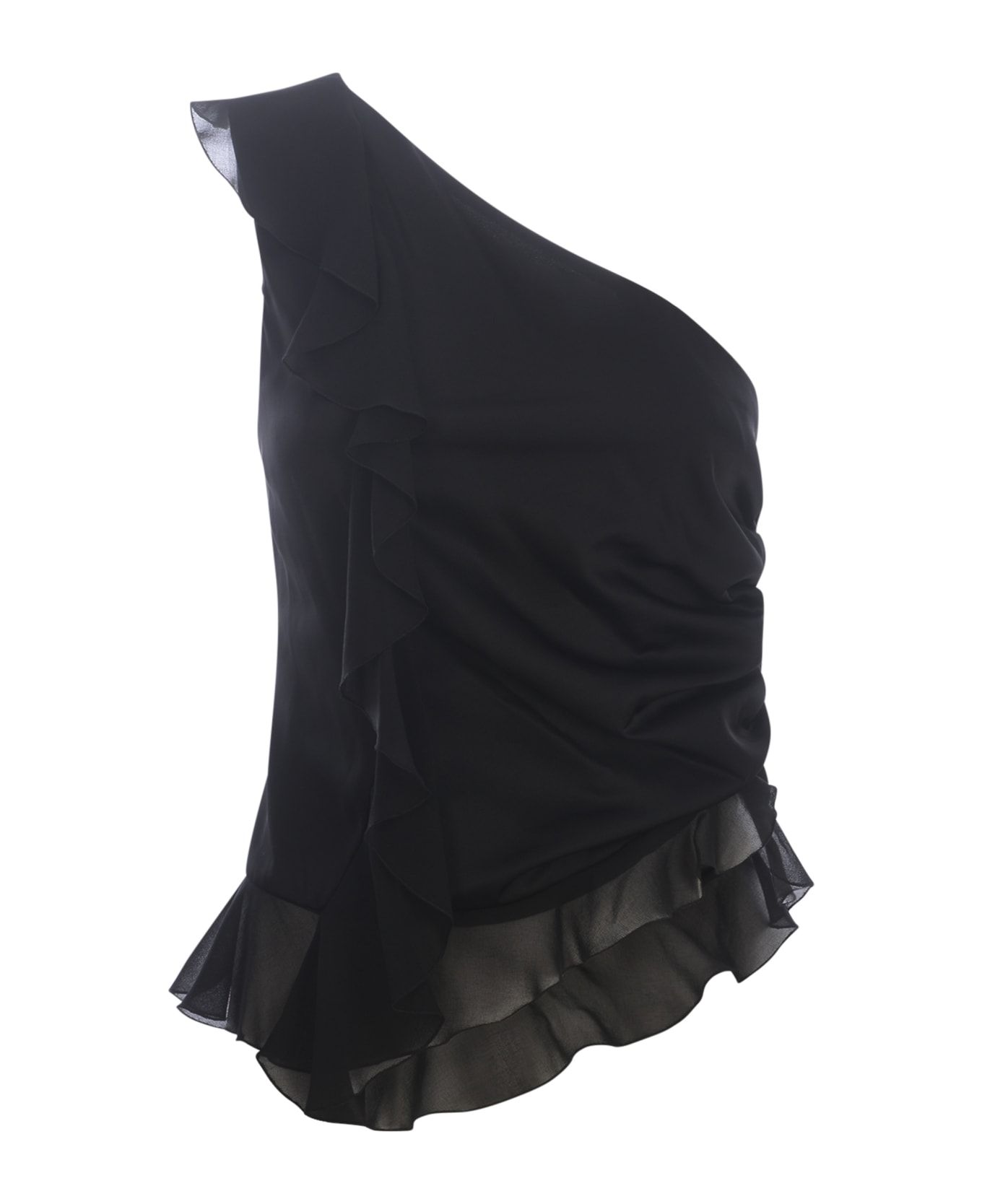 Pinko Top "fotoione" In Volant - Black