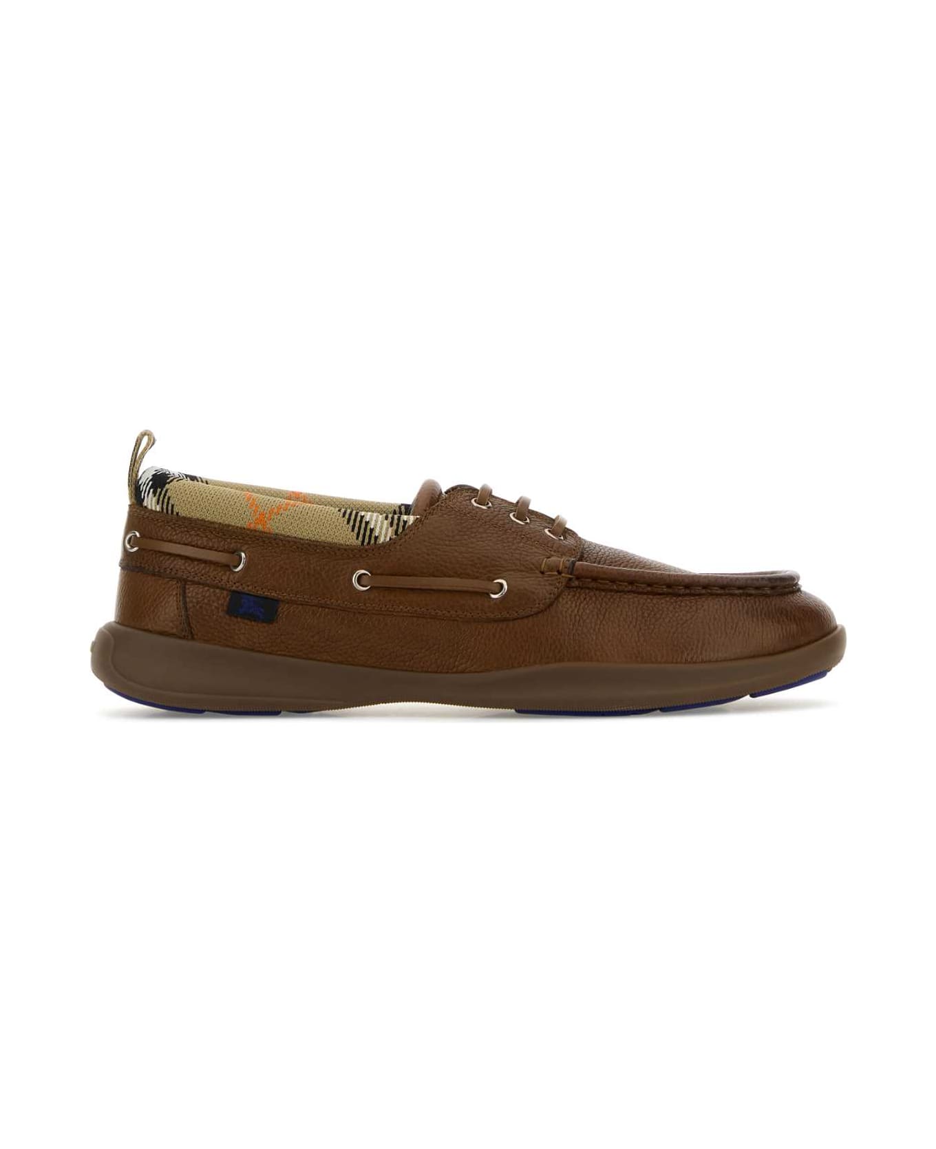 Burberry Brown Leather Raft Loafers - PINECONE