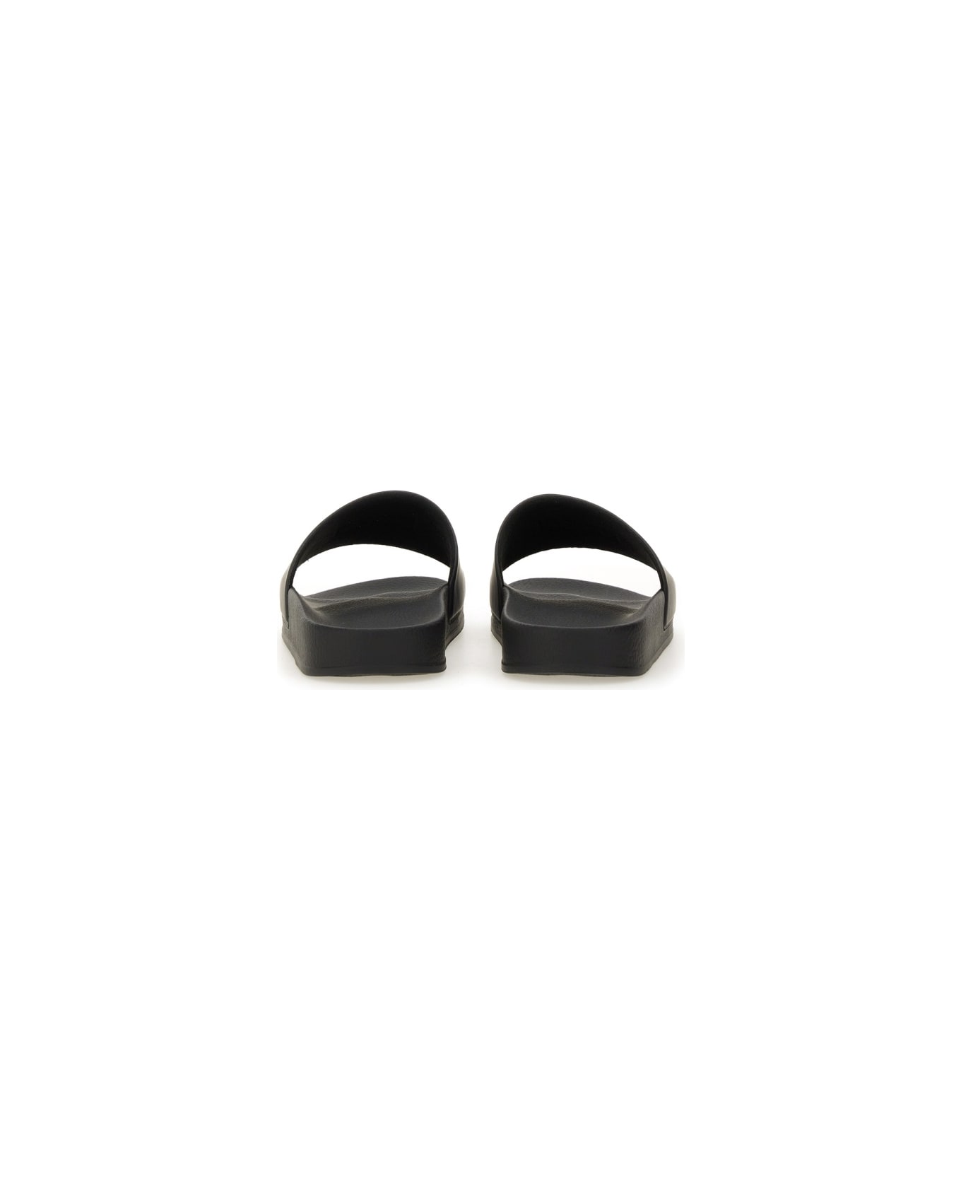 MSGM Slide Sandal With Logo - BLACK