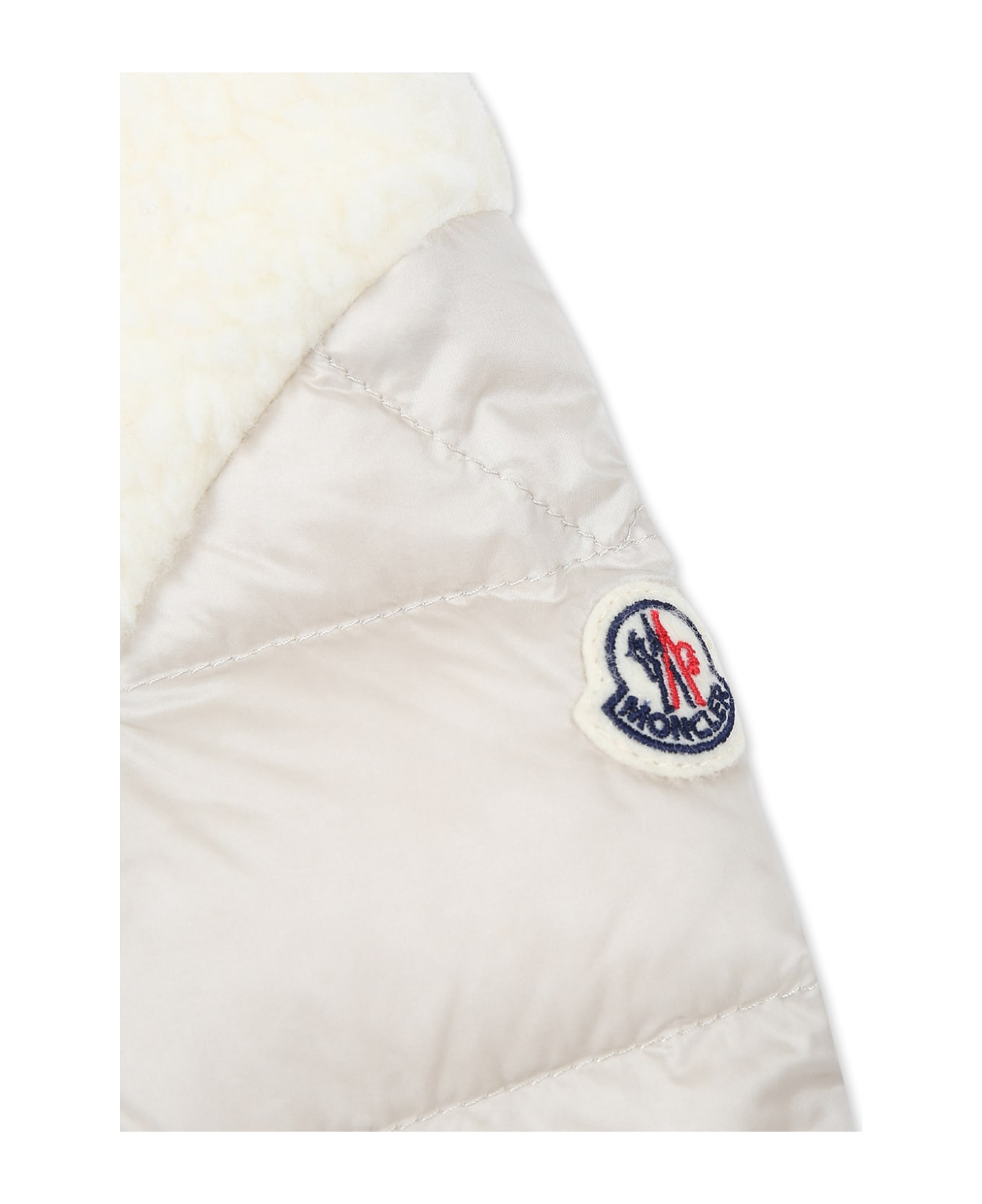 Moncler Ivory Down Jacket For Baby Girl With Logo - Ivory