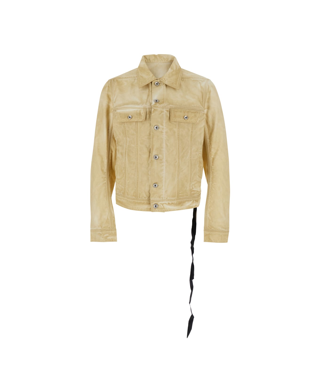 DRKSHDW 
trucker
 Beige Jacket With Classic Collar And Drawstring Detail On The Waist In Cotton Man - Beige