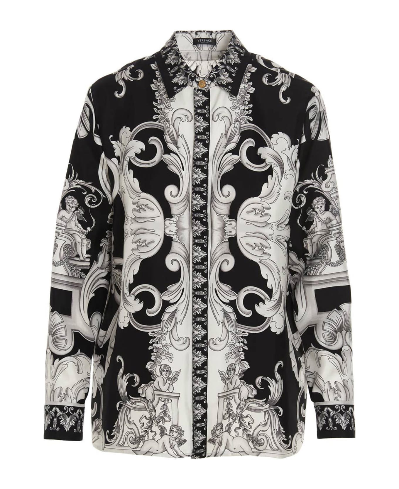 Versace 'silver Baroque  Shirt - White/Black