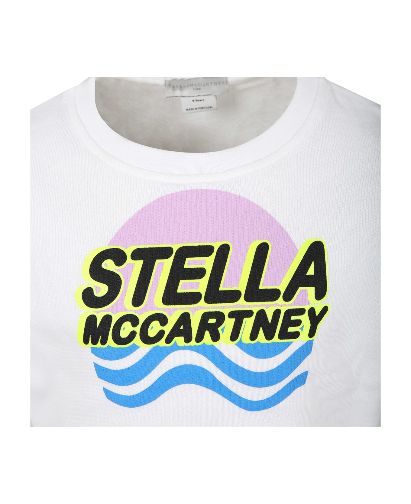 Stella McCartney Kids White Sweatshirt For Girl With Multicolor Logo - White ニットウェア＆スウェットシャツ