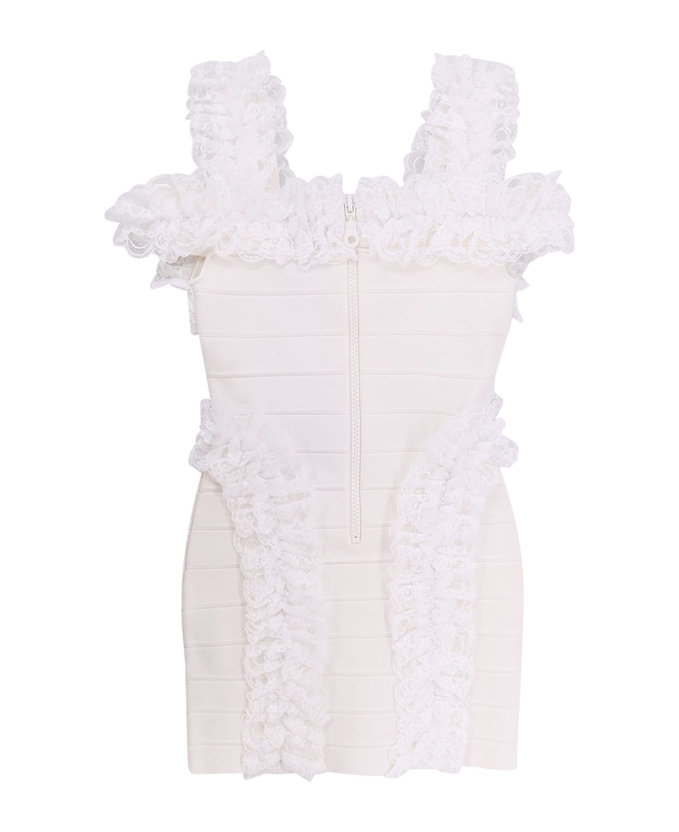 self-portrait Christopher Kane Residency Knitted Dress With Ruffles - White