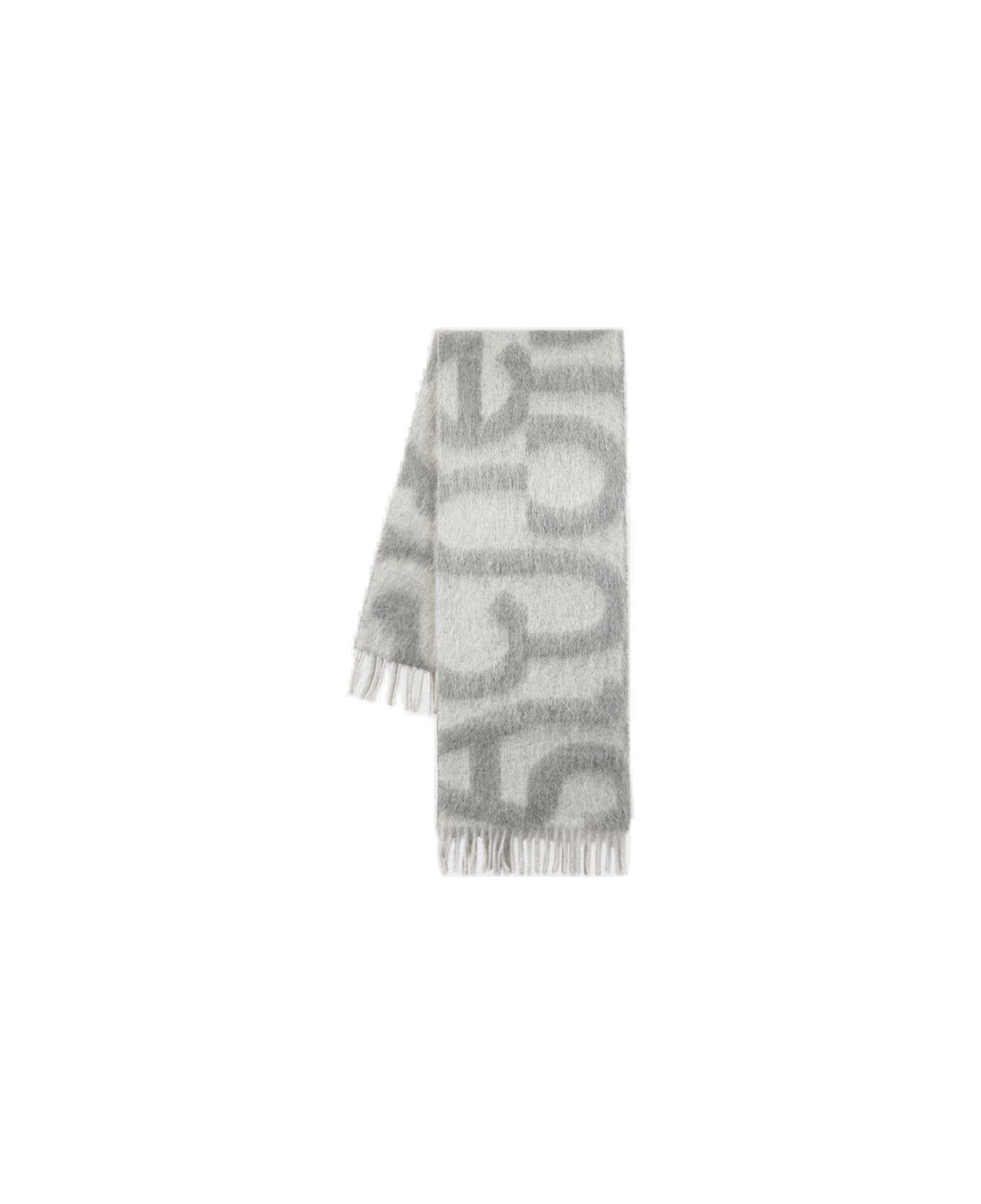 Acne Studios Logo Intarsia Fringed Scarf - LIGHT  GREY スカーフ＆ストール