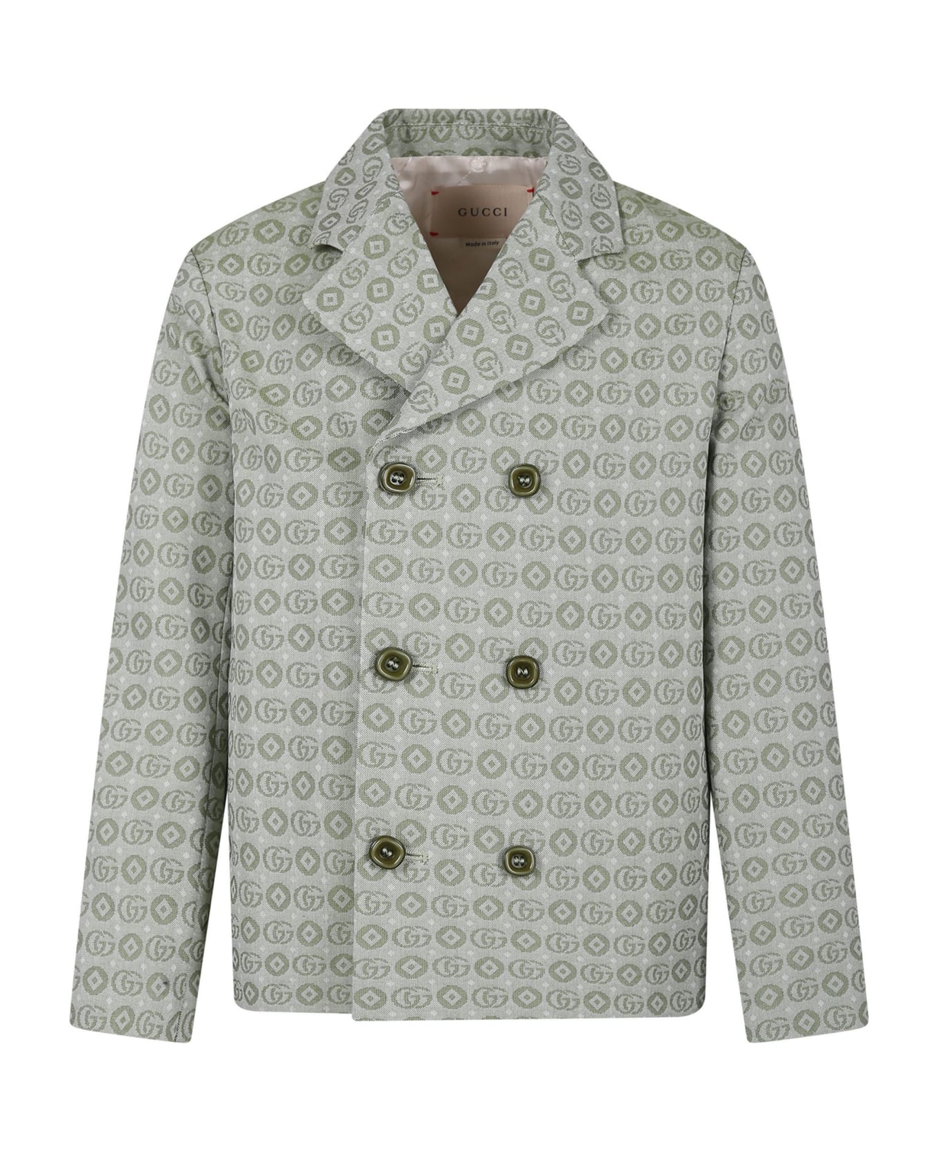 Gucci Green Jacket For Boy With Double G - Green コート＆ジャケット