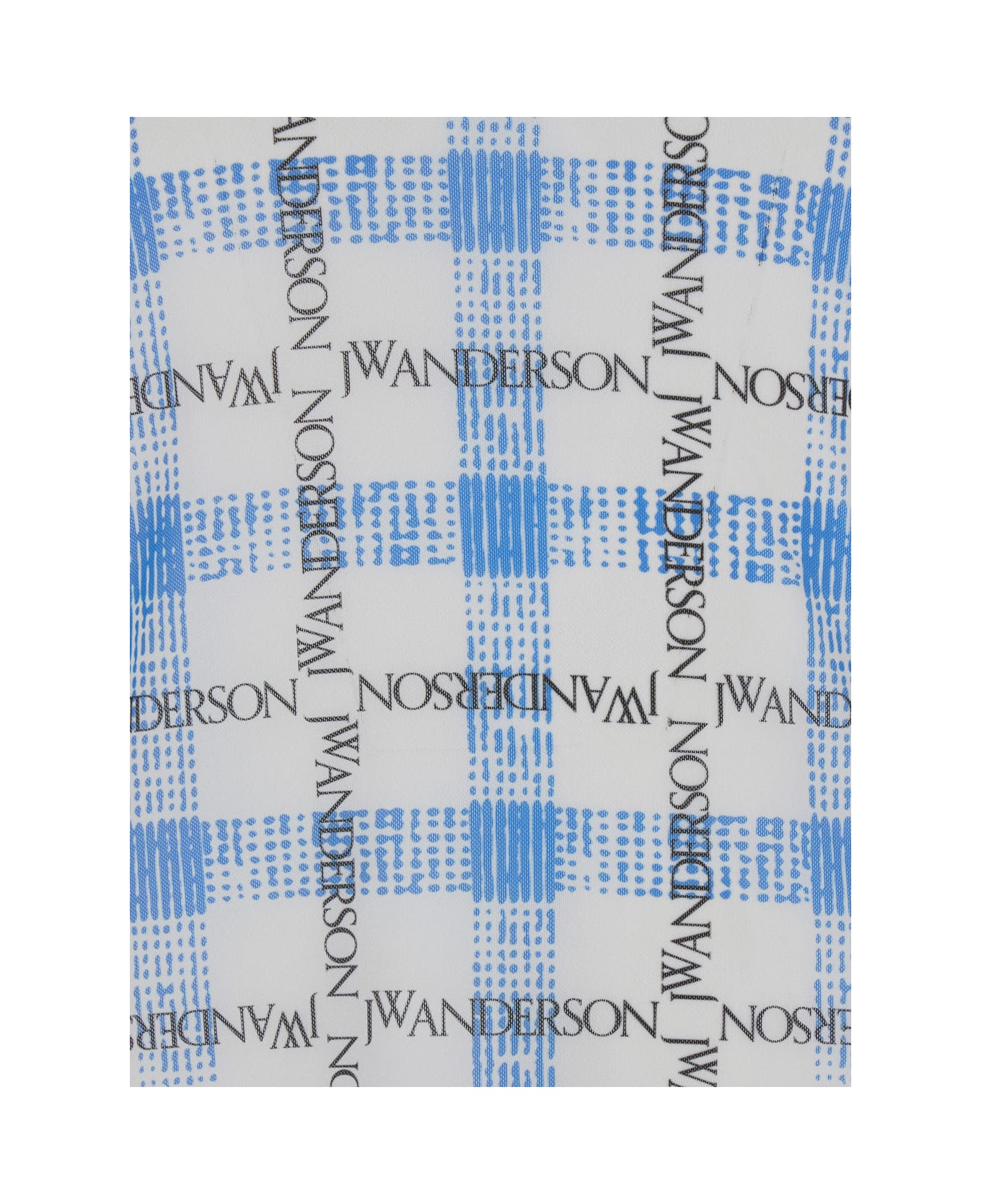 J.W. Anderson Light Blue Turtleneck T-shirt With All-over Check Motif And All-over Logo Print In Tech Fabric Stretch Man - Light blue