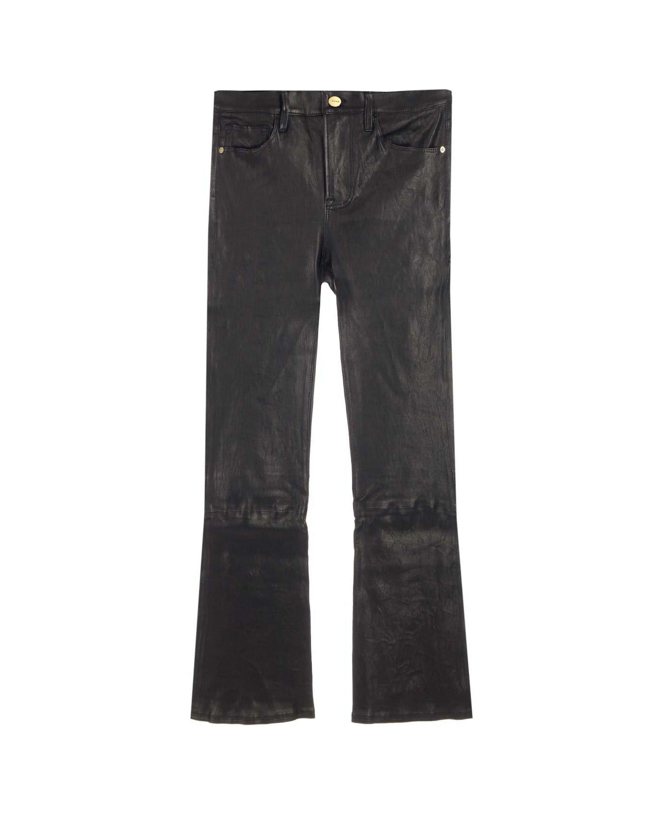 Frame Mid Rise Flared Trousers - Wash Black ボトムス
