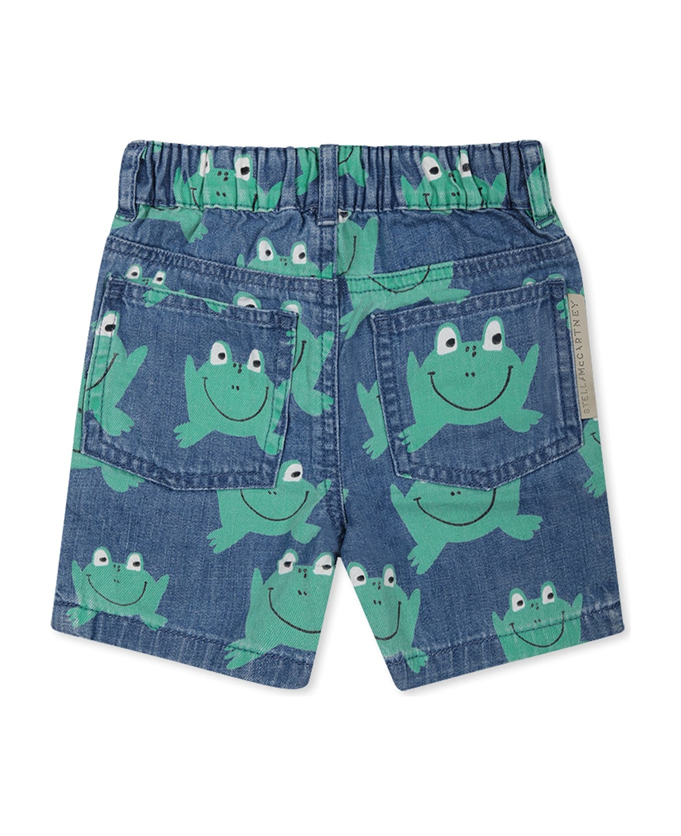Stella McCartney Kids Blue Shorts For Baby Boy With Frogs - Denim