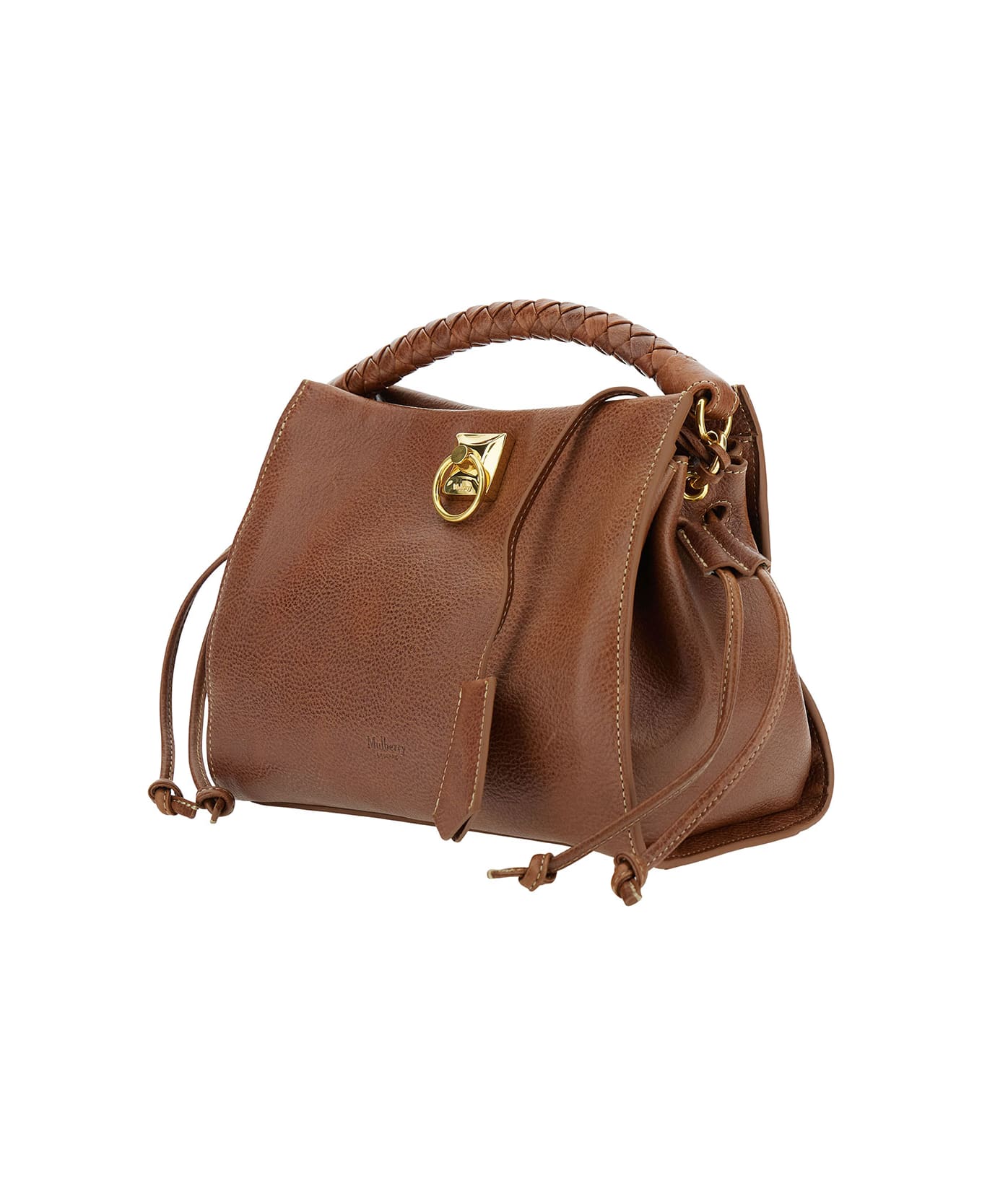 Mulberry 'small Iris' Brown Handbag With Logo Detail In Hammered Leather Woman - Brown