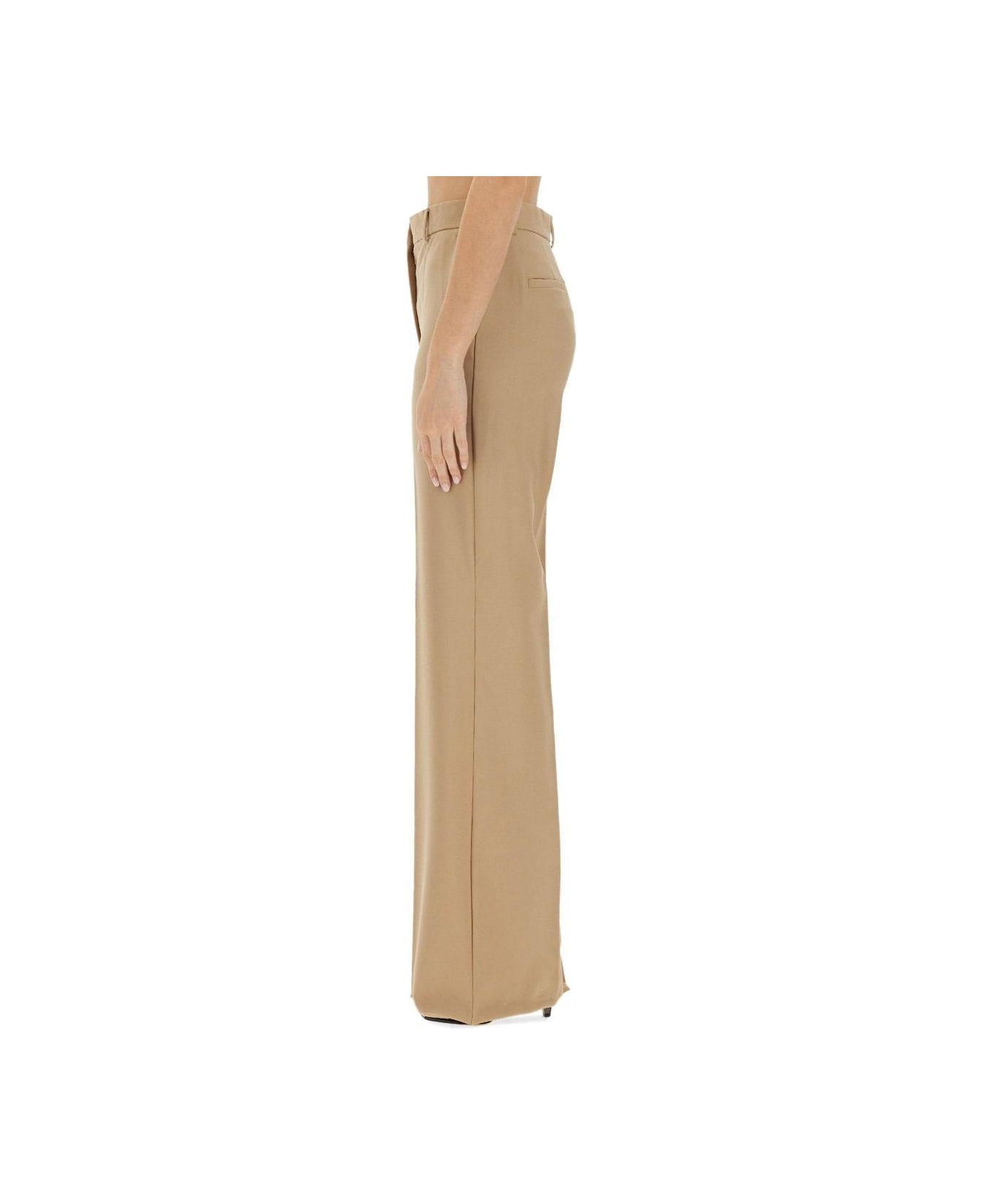 SportMax High Waist Straight Leg Pants - BEIGE