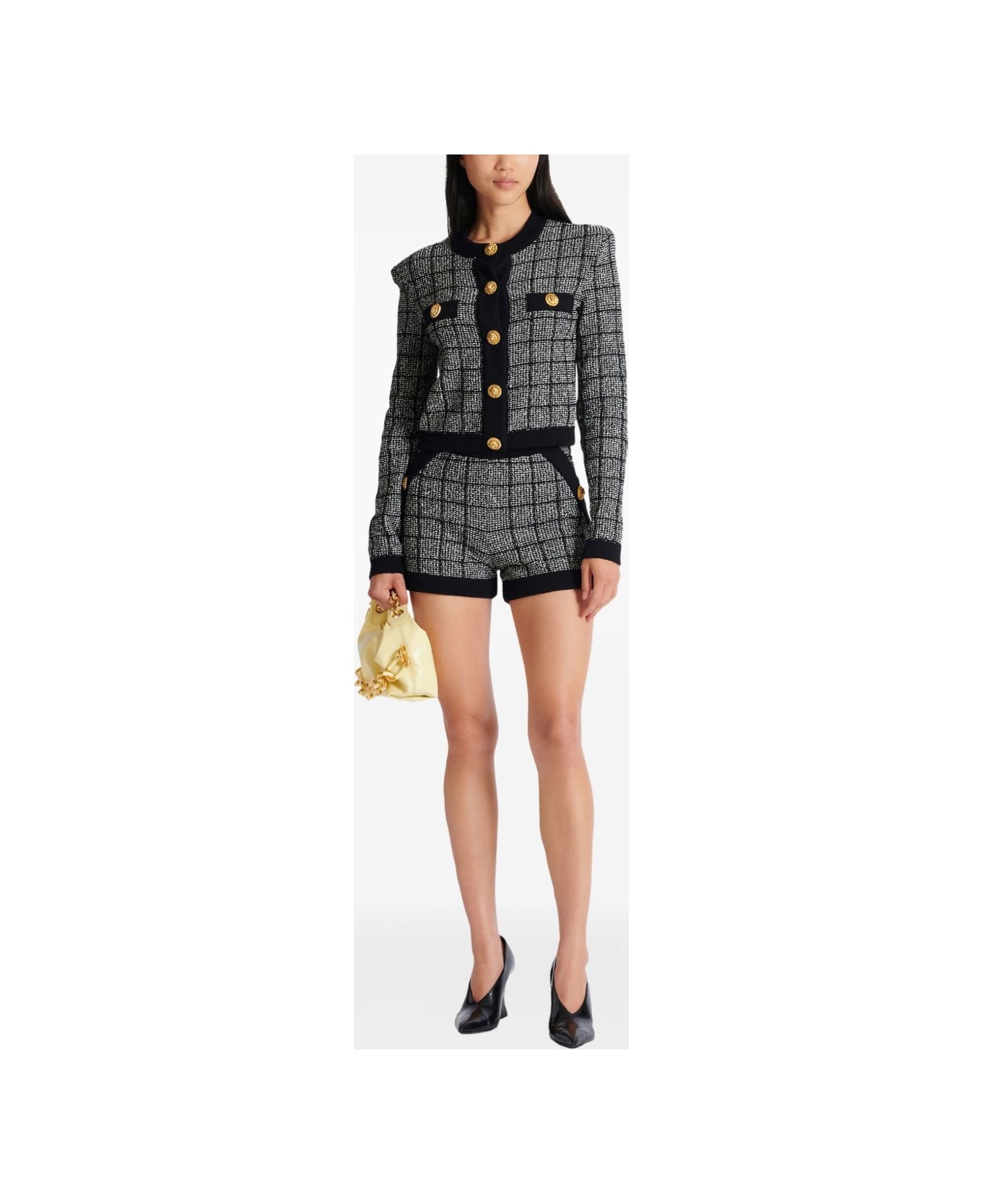 Balmain Tweed Cardigan - Black