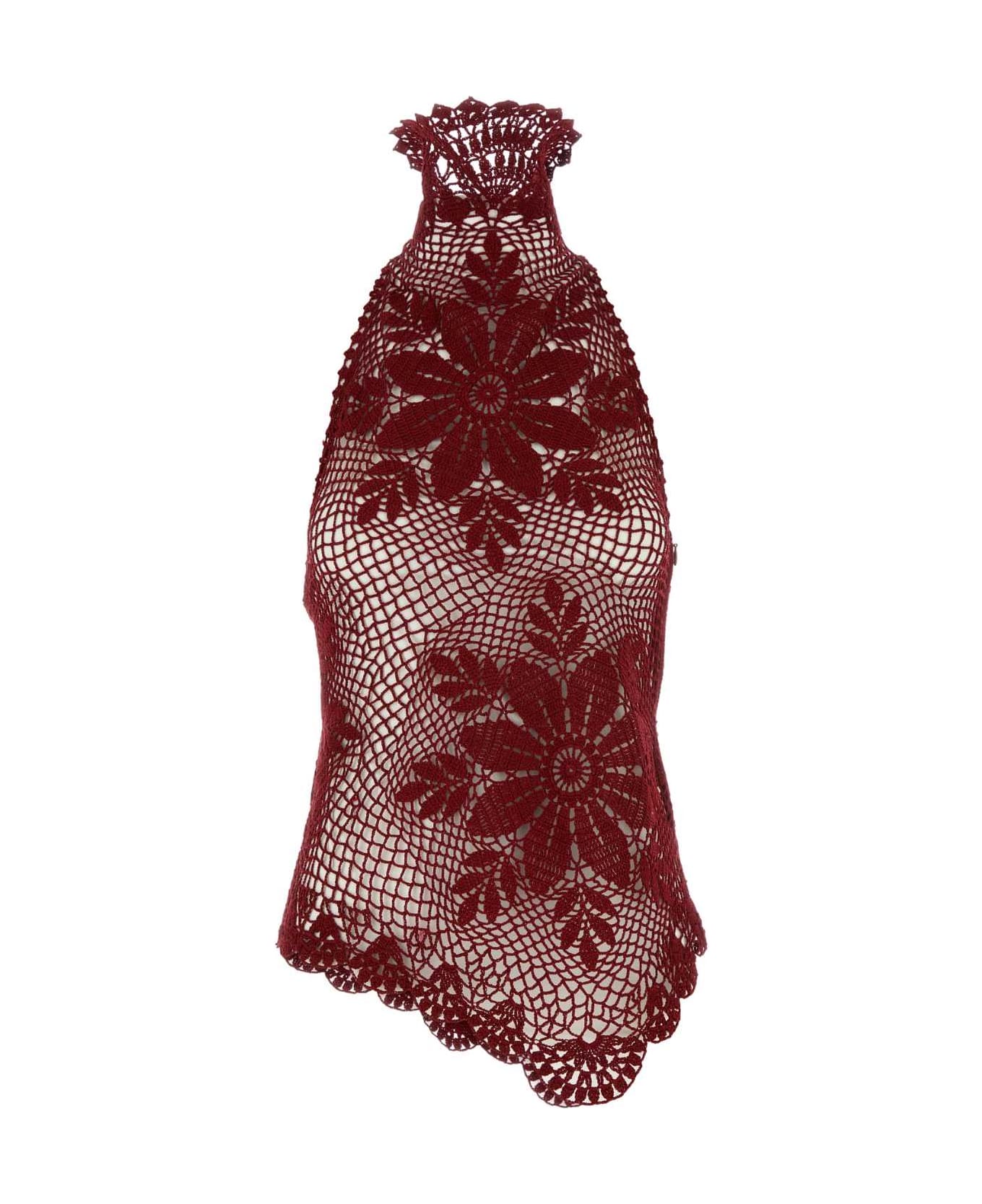Magda Butrym Burgundy Crochet Top - BORDEAUX