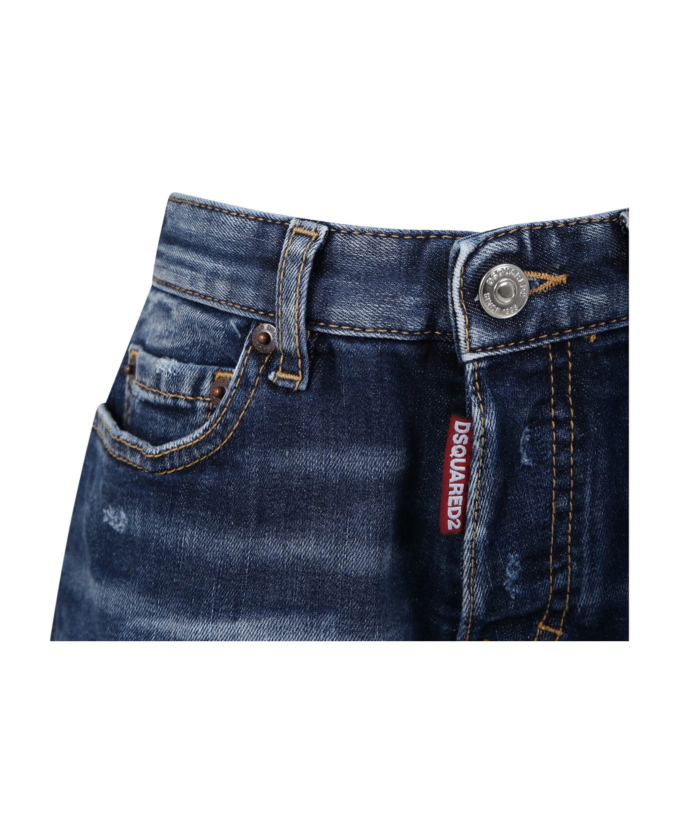Dsquared2 Blue Shorts For Boy With Logo - Denim
