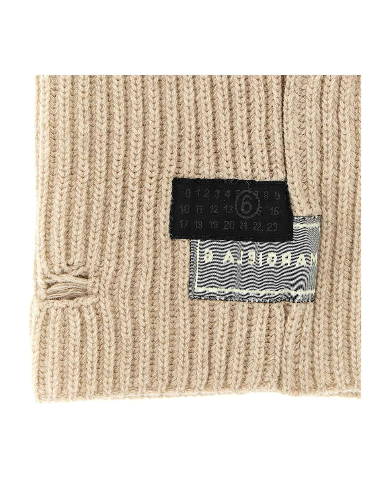MM6 Maison Margiela Distressed Wool Balaclava - Beige